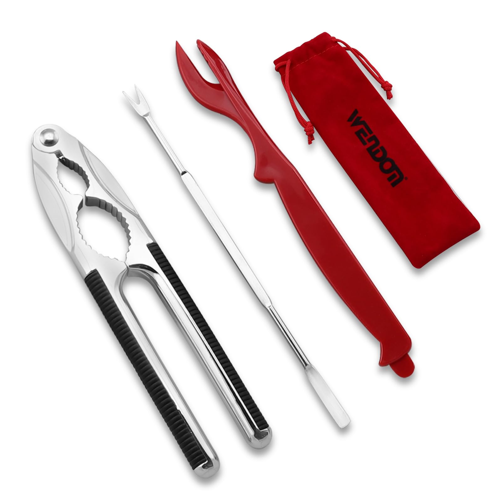 Crab Crackers And Tools Set 3Pcs Includes Crab Leg Crackers Non-Slip Handle, Lobster Shellers, Crab Forks/Picks And Portable Sto