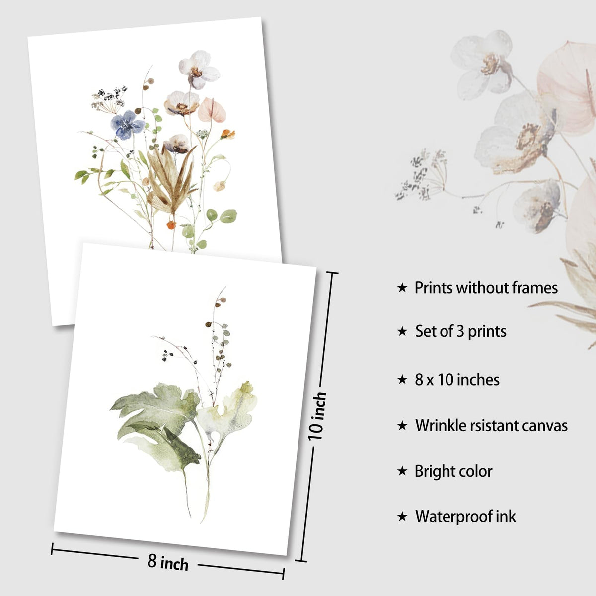 Dazzlewall Watercolor Flower Wall Decor Poster Minimalist Wildflower W ...