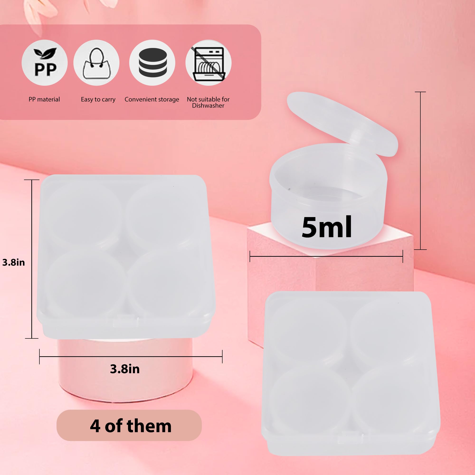Zfyoung 15Pcs Plastic Cosmetic Jar 7G/7Ml Clear Case With Snap Lids Portable,Travel Storage Cosmetic Samples Beauty Products Min