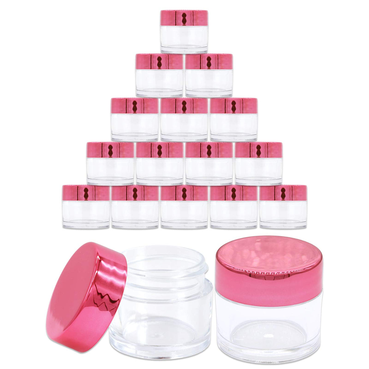 Beauticom 7G/7Ml (0.23 Fl Oz) Thick Double Wall Leak-Proof Round Clear Plastic Jars With Flat Top Lids For Creams, Lotions, Make
