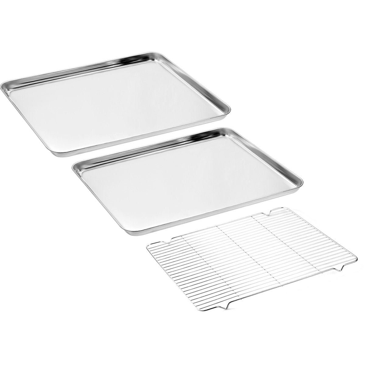 Baking Sheets 2 Pieces With A Rack, Hkj Chef Cookie Sheets And Nonstick Cooling Rack & Stainless Steel Baking Pans & Toaster Ove