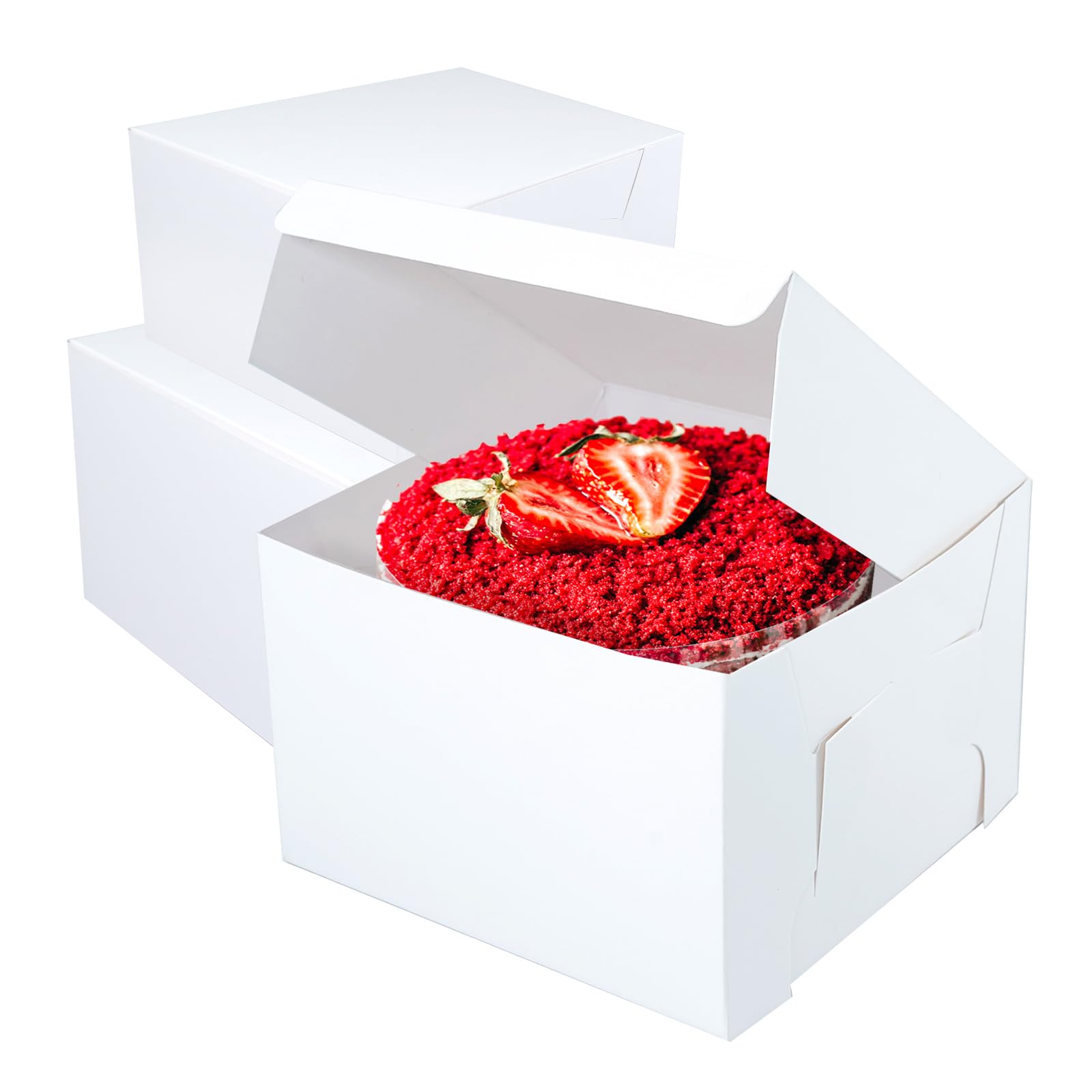 8X8X5 White Cake Box, Premium Bakery Boxes, One Piece, Perfect For Packaging And Selling Cakes, Donuts, Cookies, And Muffins, 25