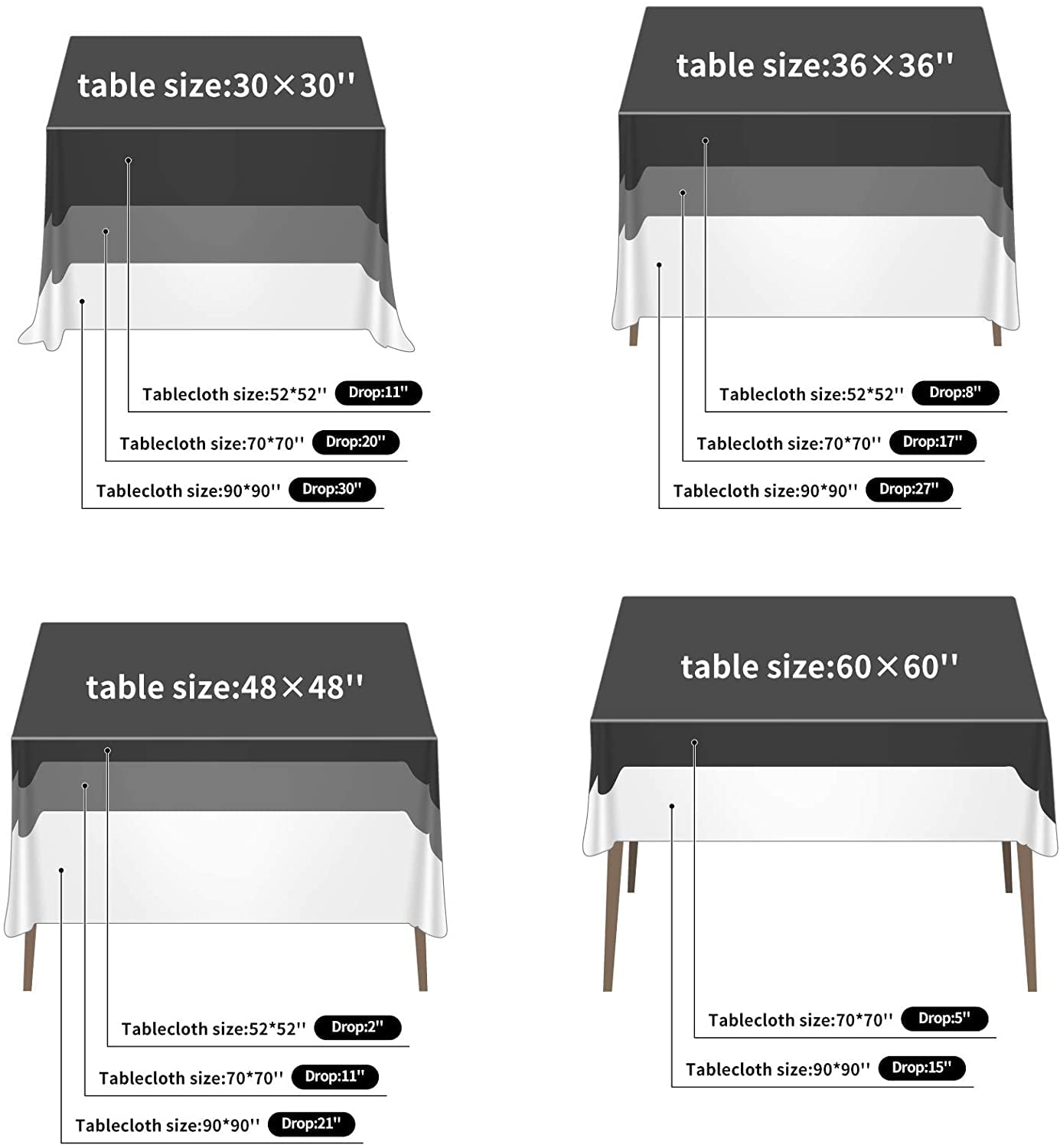 Fokitut 6 Pack Waterproof Round Tablecloth, 132 Inch, Stain Resistant And Wrinkle Polyester Table Cloth, Fabric Table Cover For