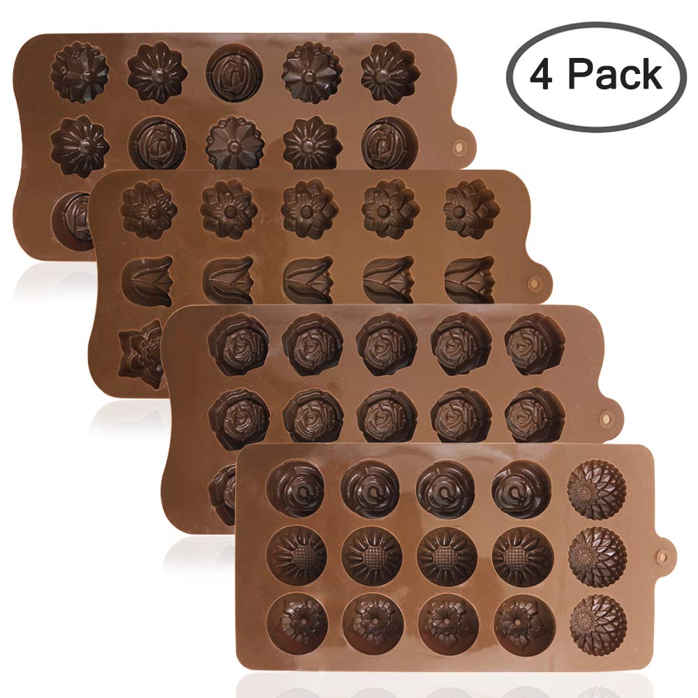 4 Pack Flower Shape Silicone Molds Chocolate Candy Mold, Danzix Silicone Mold For Wedding,Festival, Parties, Diy Enthusiasts-15
