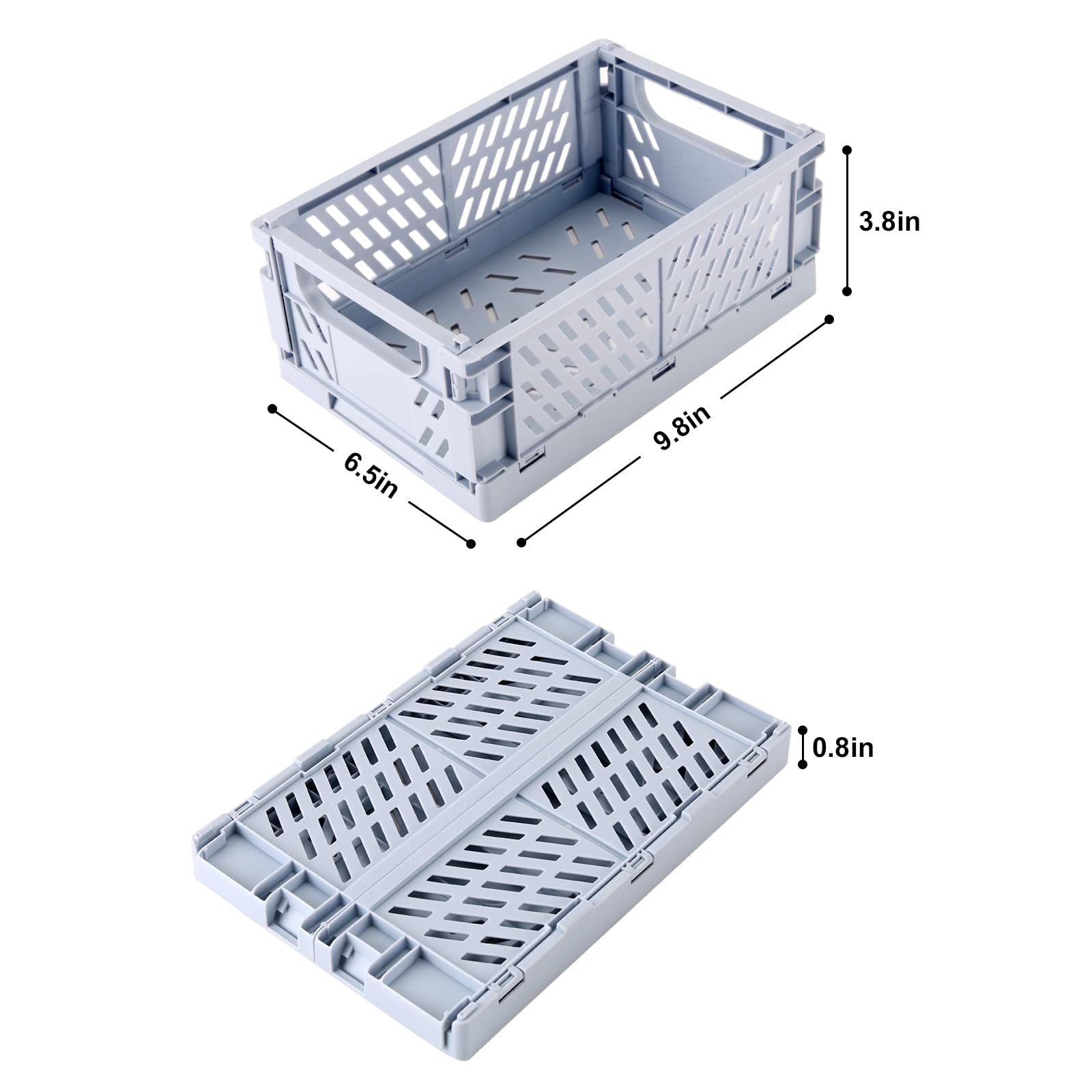 4-Pack Plastic Baskets for Shelf Storage Organizing  Durable and Reliable Folding Storage Crate  Ideal for Home Kitchen Classroom and Office Organization  Bathroom Storage (9.8 x 6.5 x 3.8 inches)