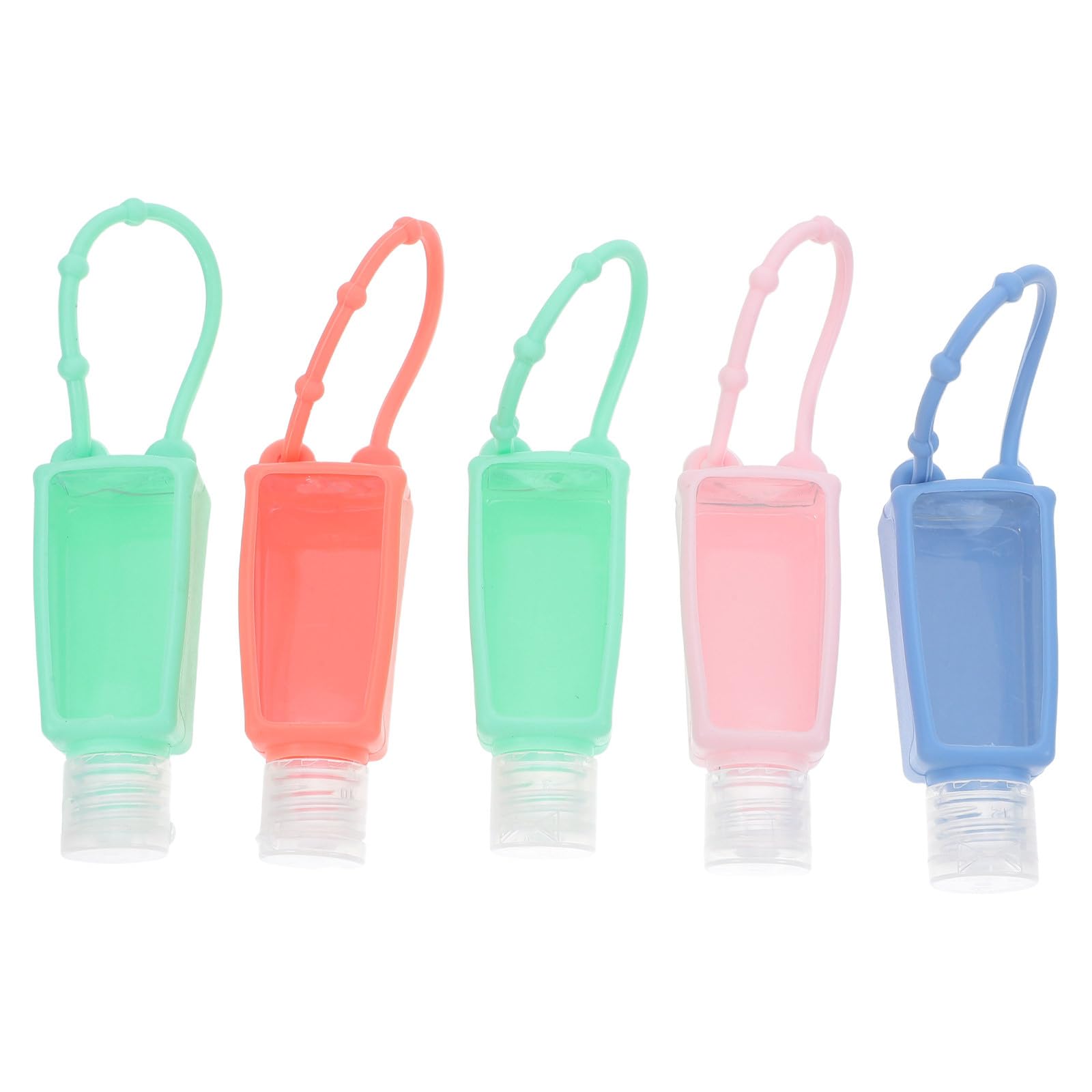 FRCOLOR Hand Lotion Bottle Set 5 pack Refillable Travel size Squeeze Bottles with Bottle Covers for Lotion Cream Gel 3.14 X 1.18