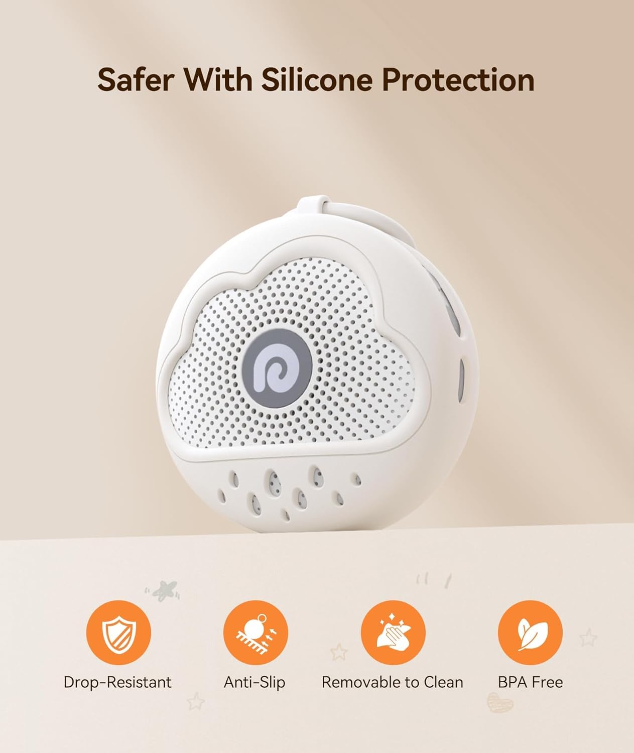 Dreamegg White Noise Machine - Portable Sound Machine Baby with Safe Silicone Cover, Features Powerful Battery, 21 Soothing Soun