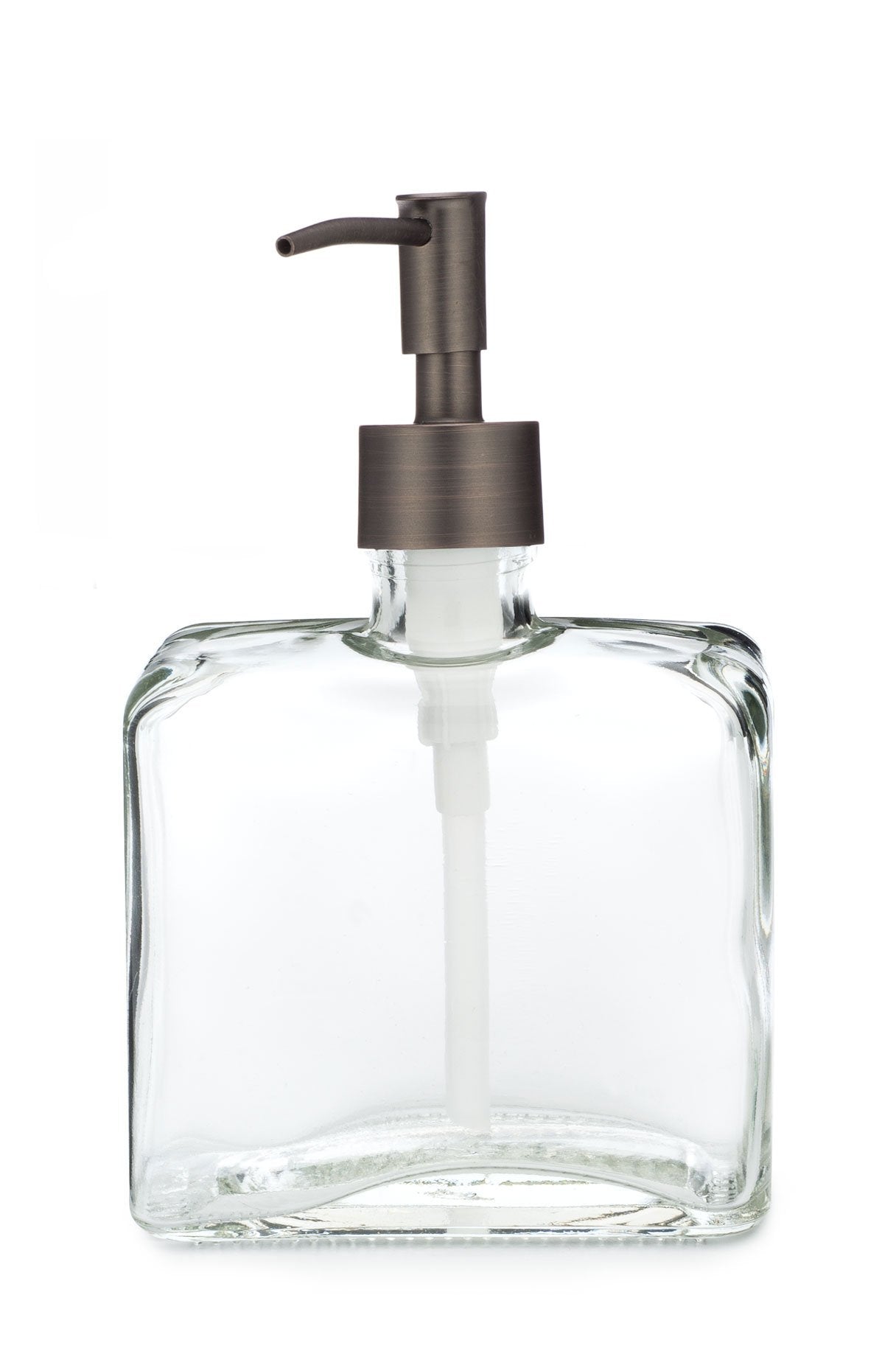 Rail19 Urban Square Recycled Glass Soap Dispenser with Metal Pump, 8.5oz (Bronze Rustic)