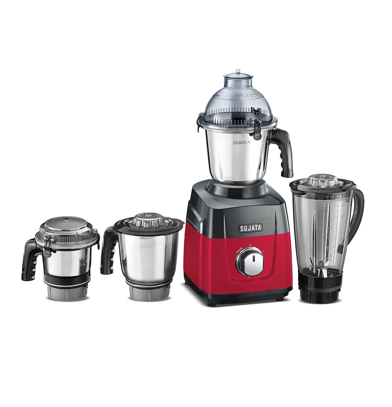 Sujata Mg03 Mixer Grinder|1000 Watts Double Ball Bearing Motor|24000 Rpm|NonStop 90 Mins Running|4 Jars Including 1750Ml Blende