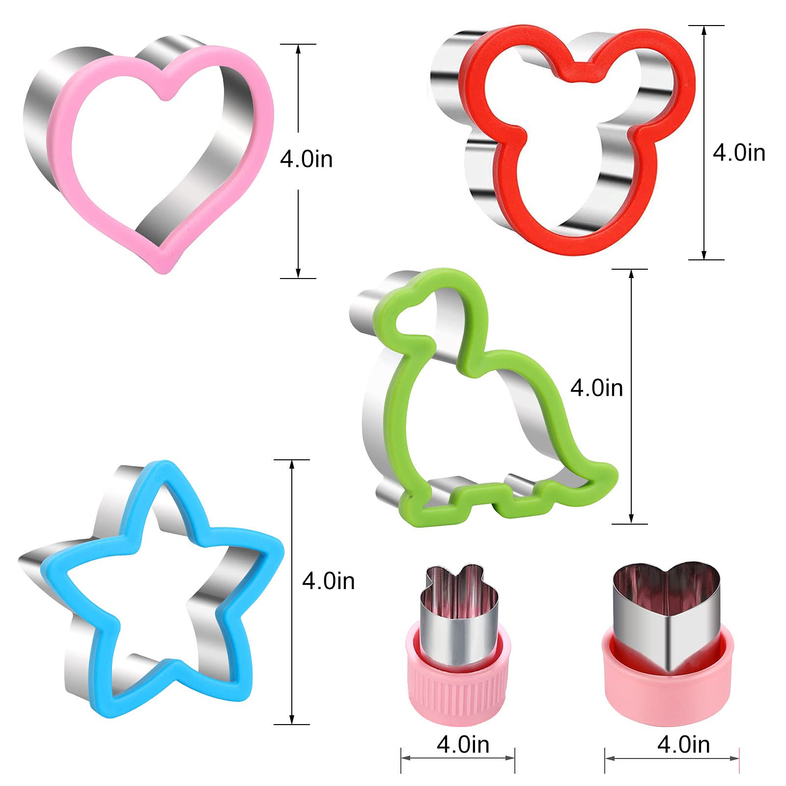Sandwiches Cookie Cutter Set,Mouse & Dinosaur & Heart & Star Shapes Sandwich Cutters Cookie Cutters Vegetable Cutters-Food Grade