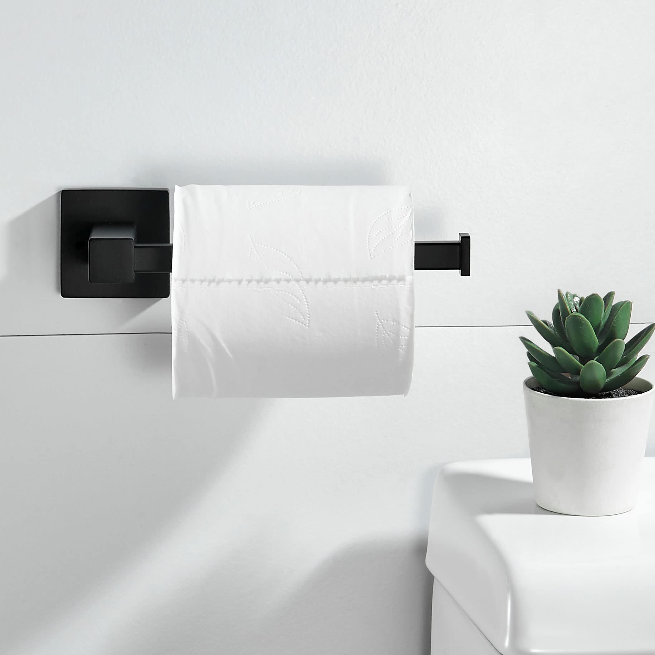 Leyden Black Toilet Paper Holder Towel Ring, Matte Bathroom Hand Towel Holder Toilet Roll Holder, Modern Bath Hardware Set Wall