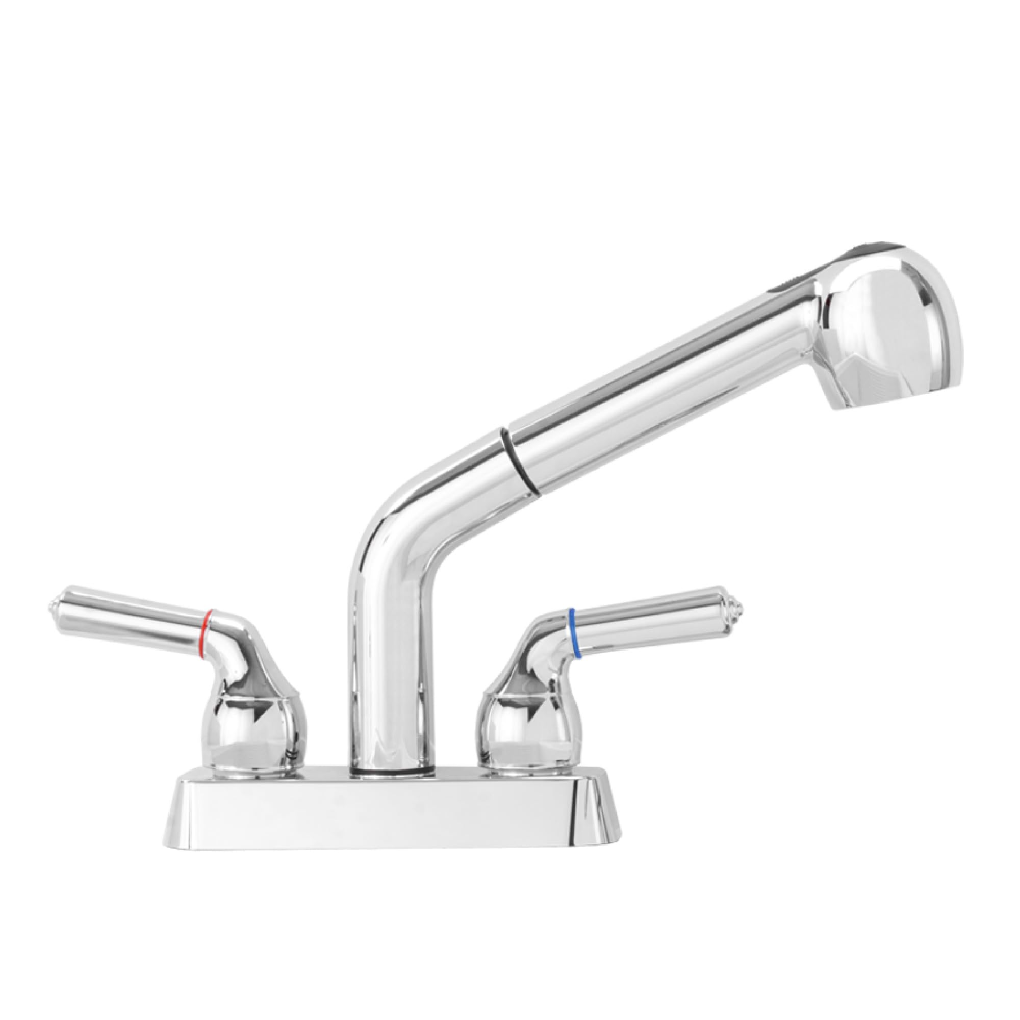 JS Jackson Supplies Dual Handle Pull Out Faucet, Chrome Finish, 4 Inch Center Set, Universal Utility Sink or Laundry Tub ABS Pla