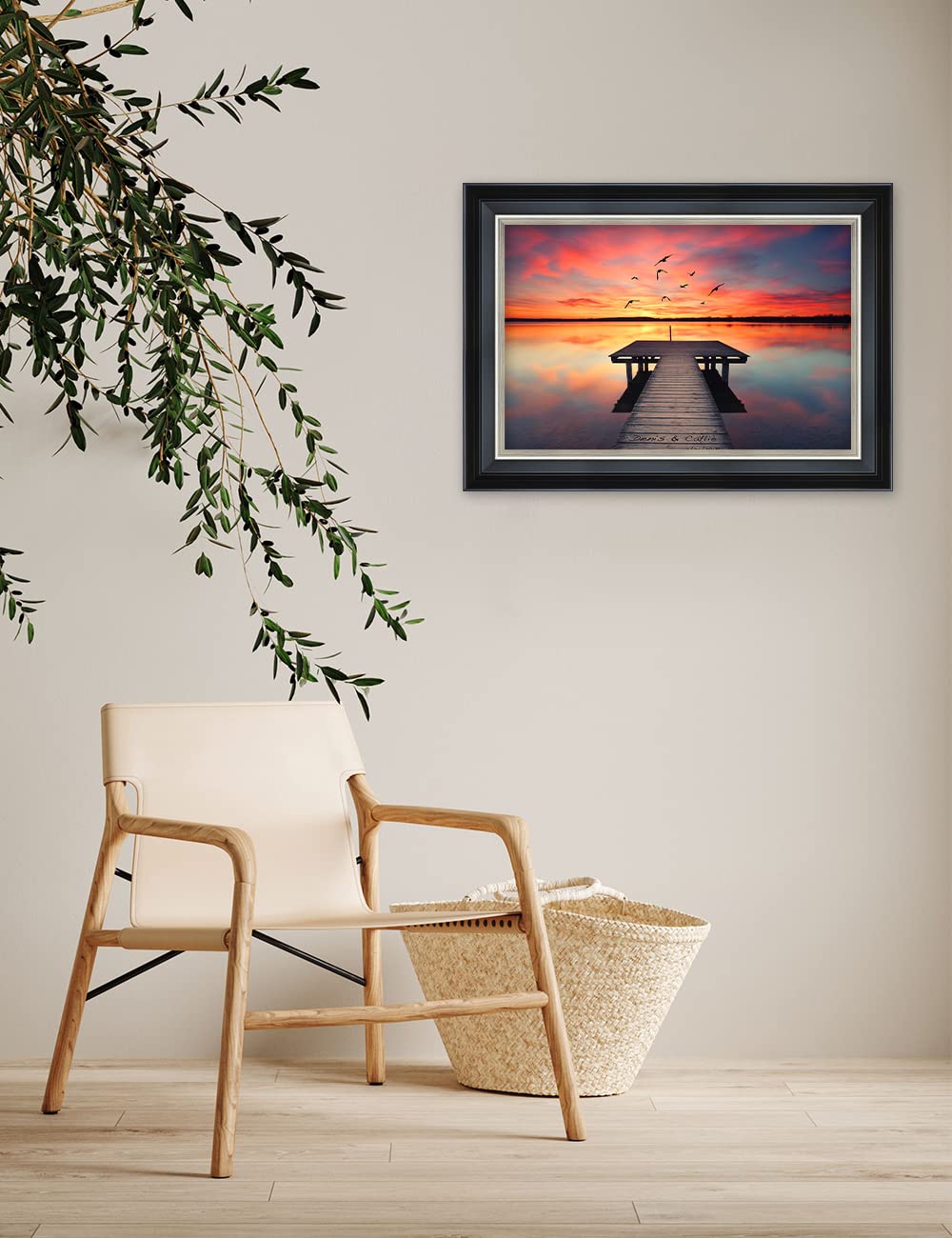 Ipic - Our Own Sunset Personalized Framed Wall Art With Names And Date On, Giclee Prints With Solid Wood Frame, Customized Gift
