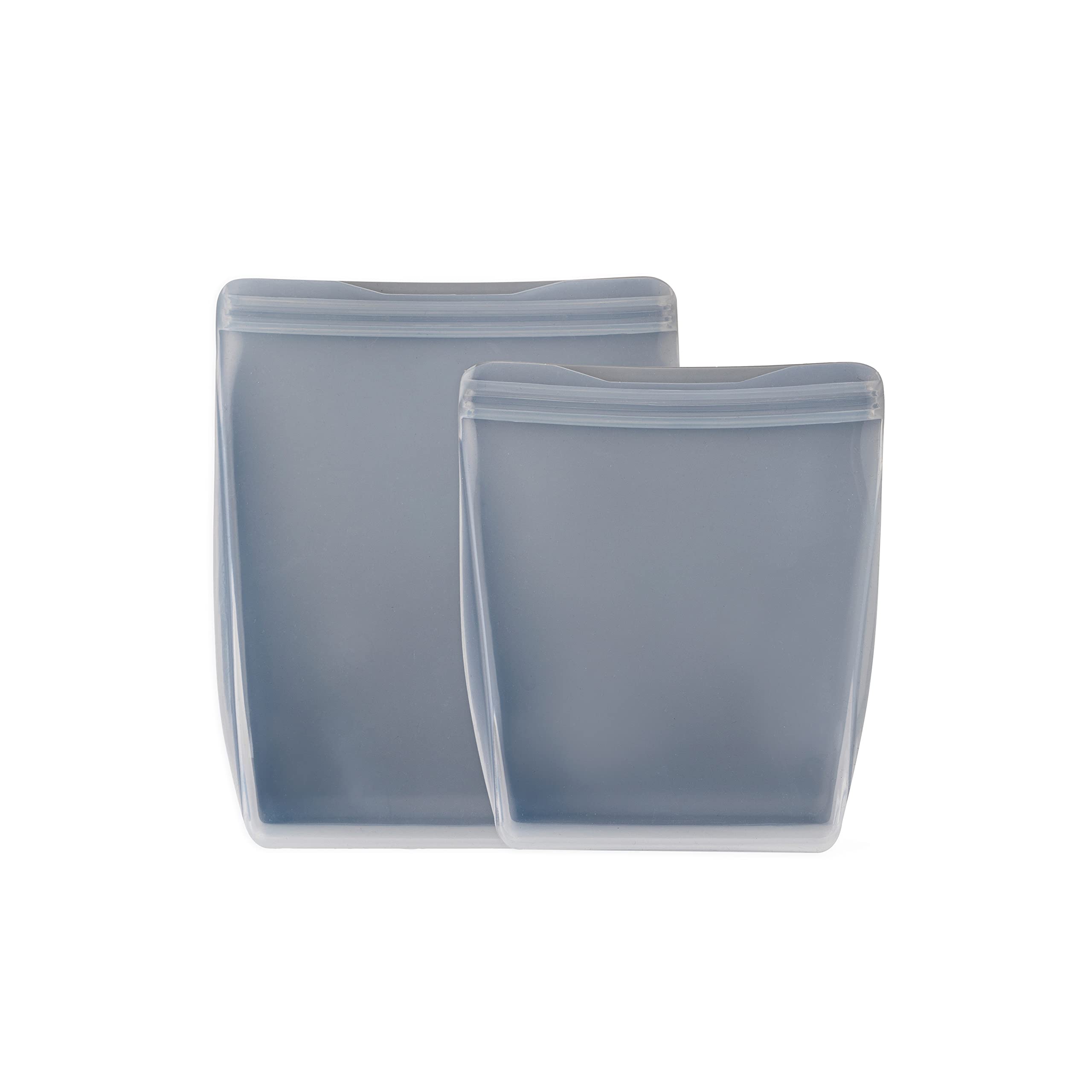 W&P Porter Silicone Reusable Storage Bags, Stand-Up Variety 2 Pack (36oz, 50oz), Slate, Food Storage Container, Microwave and Di