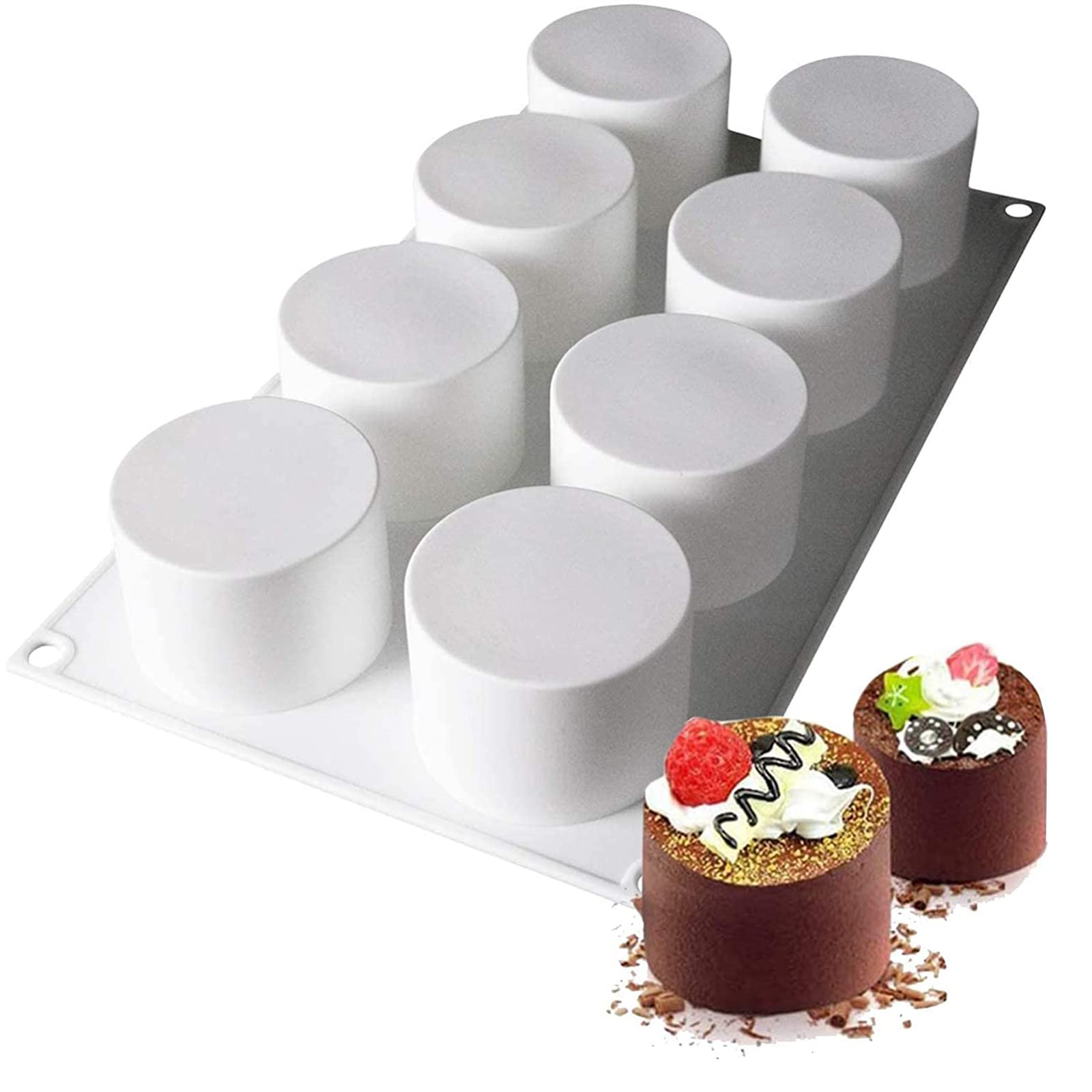 AFINSEA Tall Cylinder Silicone Molds for Baking Mousse Cake, 3D Silicone Baking Molds for Cakes, Brownie, French Dessert Mold fo