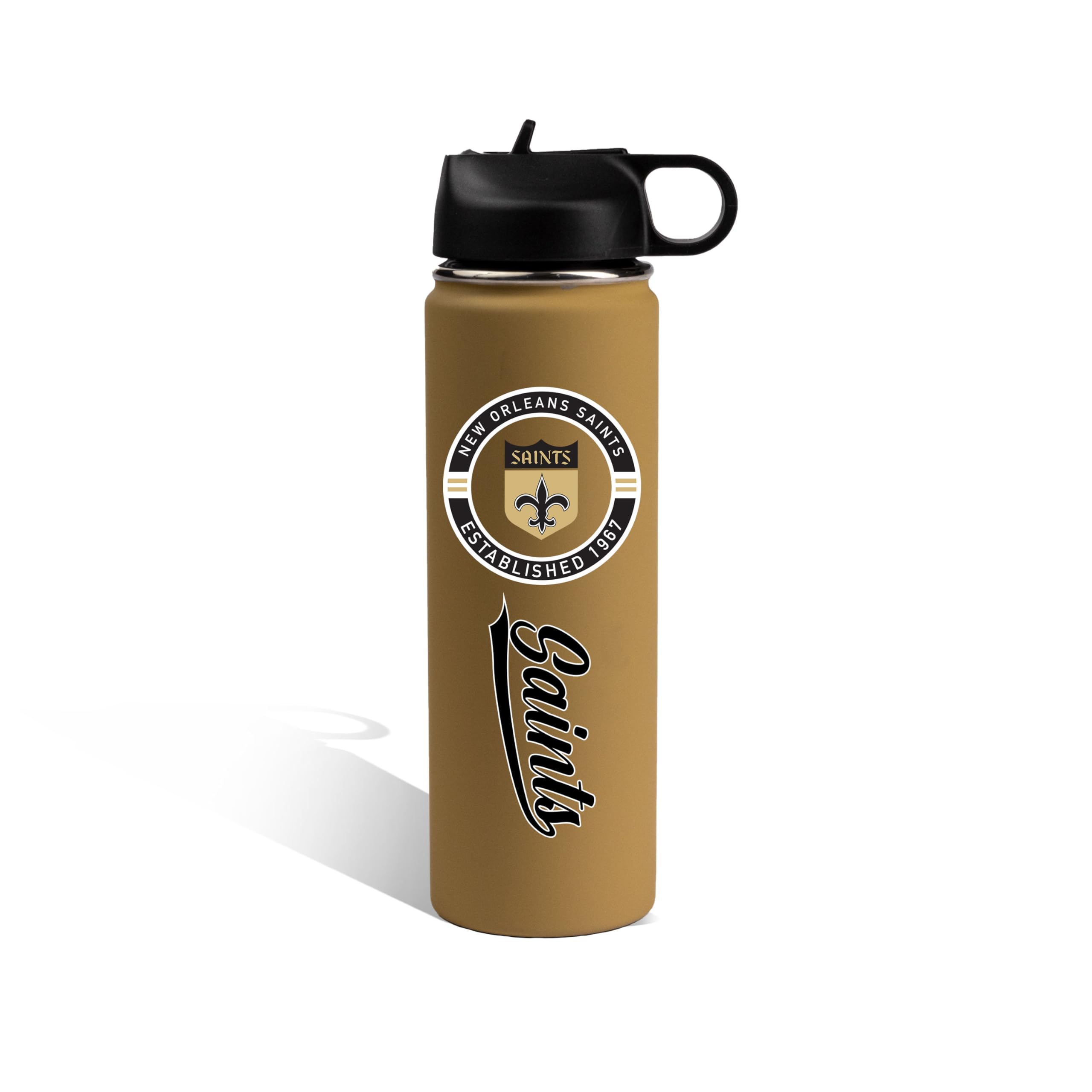 The Memory Company Officially Licensed 22oz Rubberized Water Bottle, New Orleans Saints
