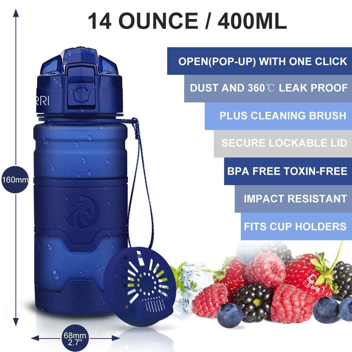 Zorri Sports Water Bottle Leak Proof, Bpa Free Reusable Portable Sports Bottle For Outdoors, Cycling, Camping, Hiking, Fitness,