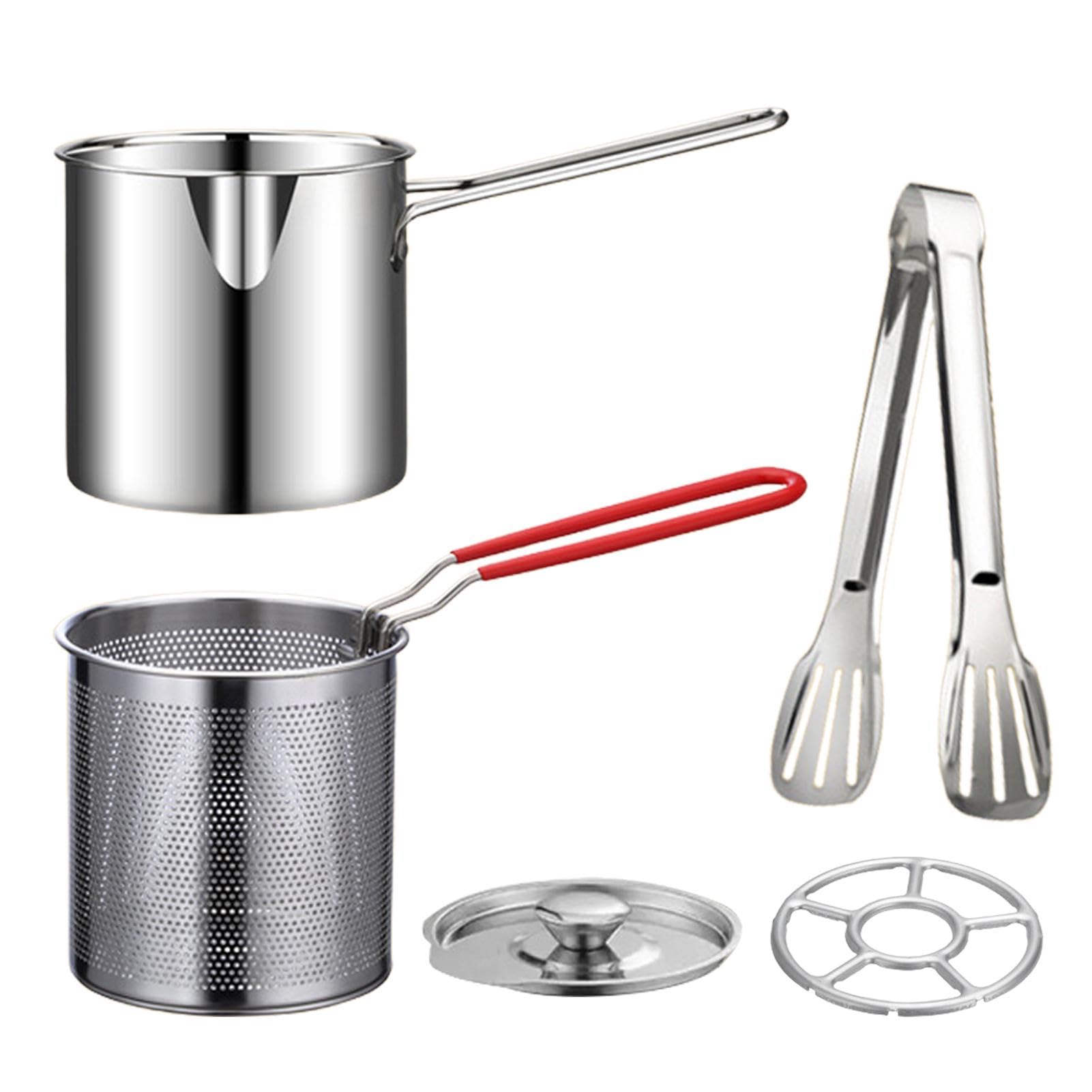 Mini Deep Fryer Pot Set,Stainless Steel Oil Filter Pot with Easy Grip Handle for French Fries, Fried Taro Balls, Fried Chicken W