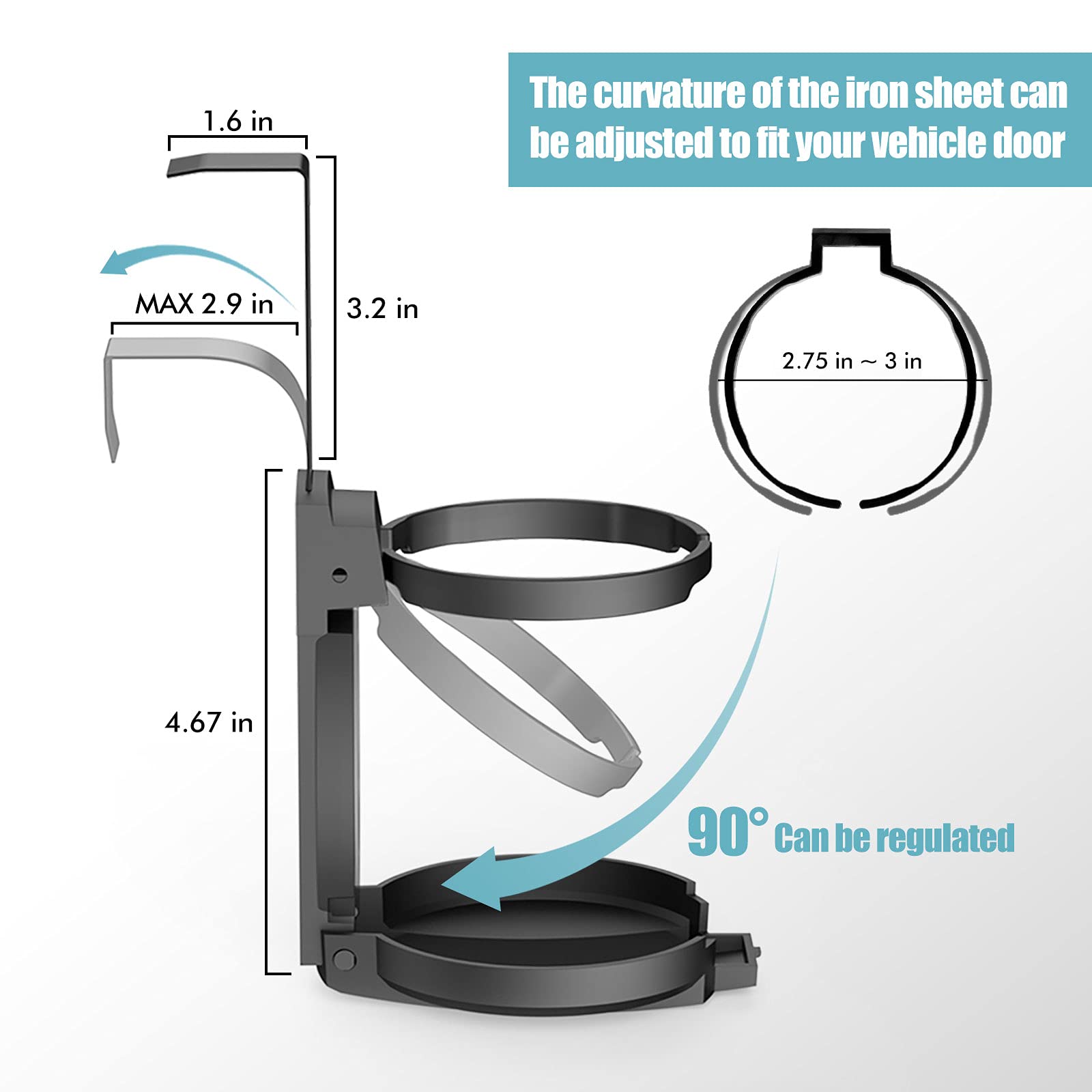 Littlemole 2Pcs Car Cup Holder, Adjustable Folding Drink Holders For Soda Cans, Water Bottles, Coffee Cup