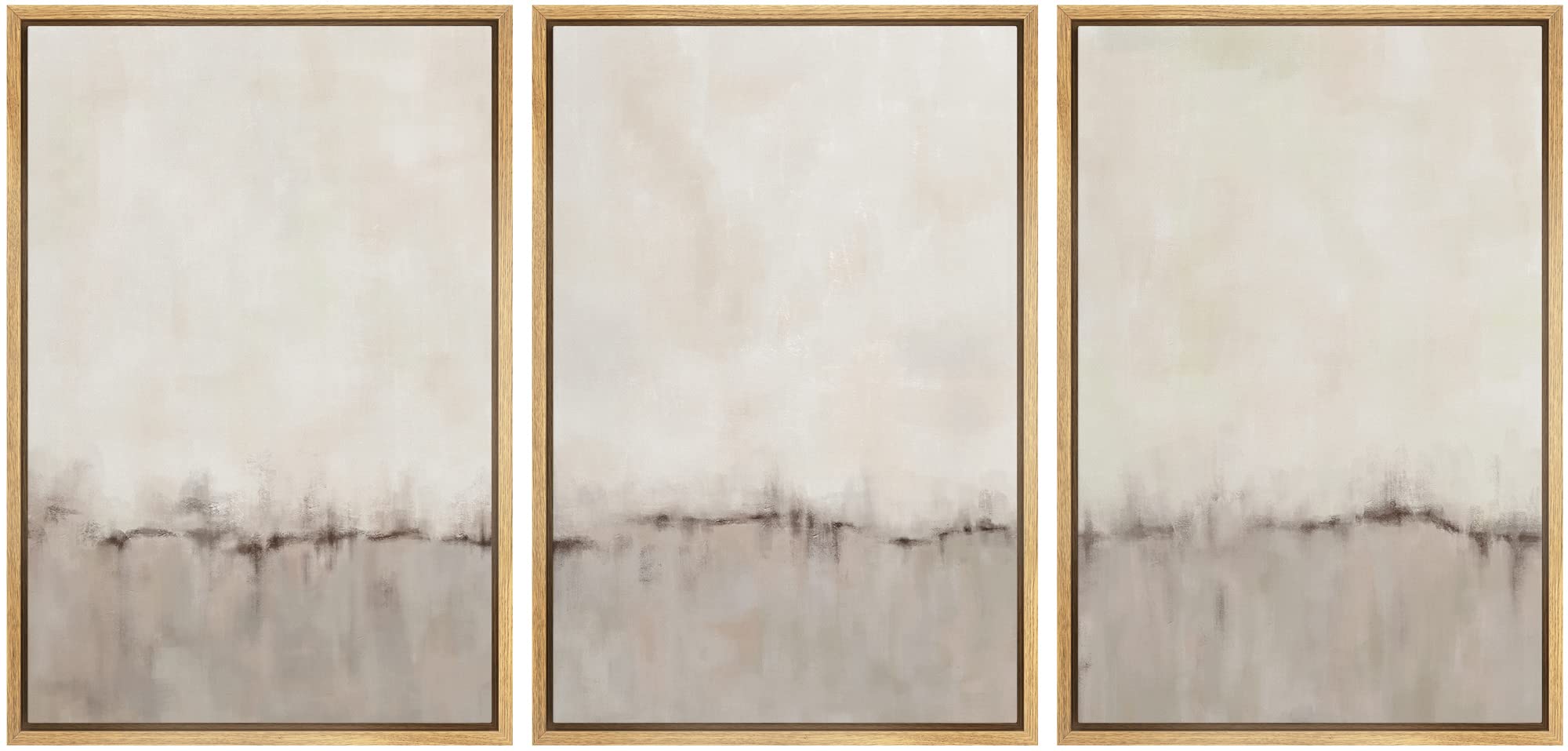 Signford Framed Canvas Print Wall Art Set Gray Pastel Watercolor Color Field Abstract Shapes Illustrations Modern Art Bohemian N