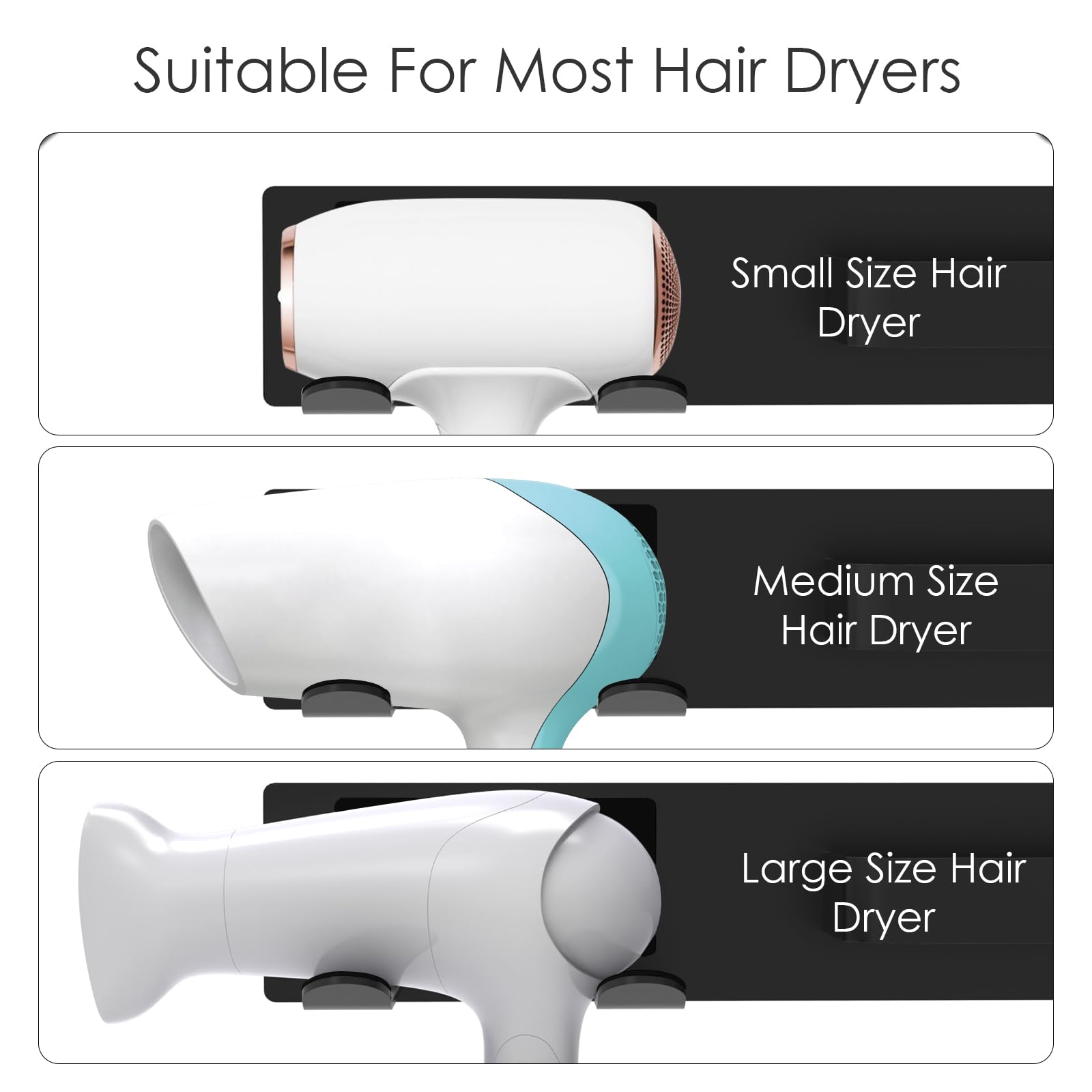 Adorila Hair Dryer Holder Wall Mounted, Self Adhesive Blow Dryer Holder, Hair Tool Organizer For Hair Dryer, Curling Wands (Ligh