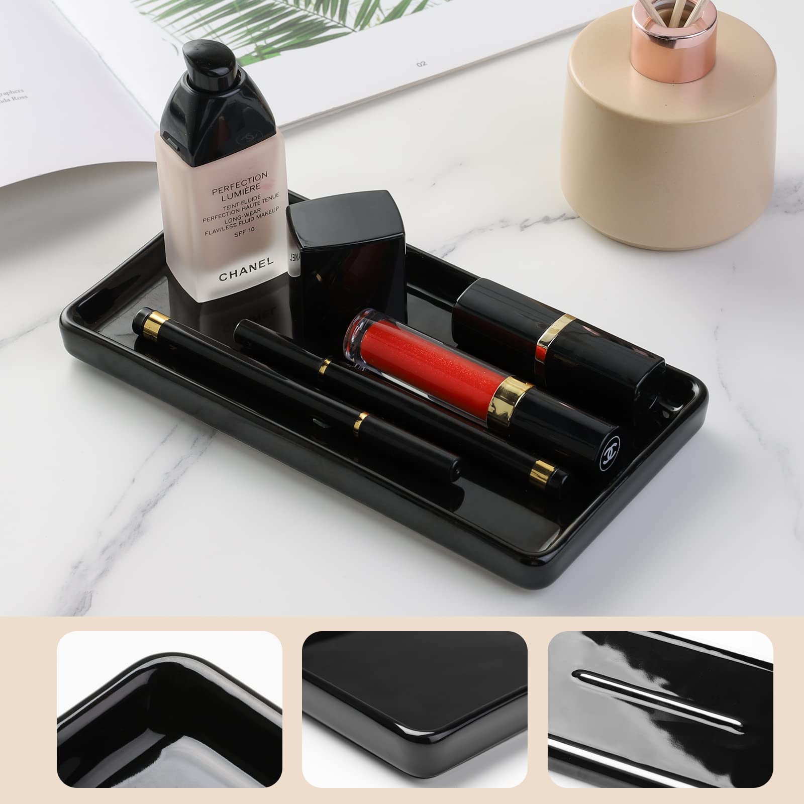 Gurygo 8 Bathroom Trays, Ceramic Vanity Trays For Bathroom, Small Ceramic Trays, Kitchen Soap Tray, Dish Soap Tray For Kitchen C