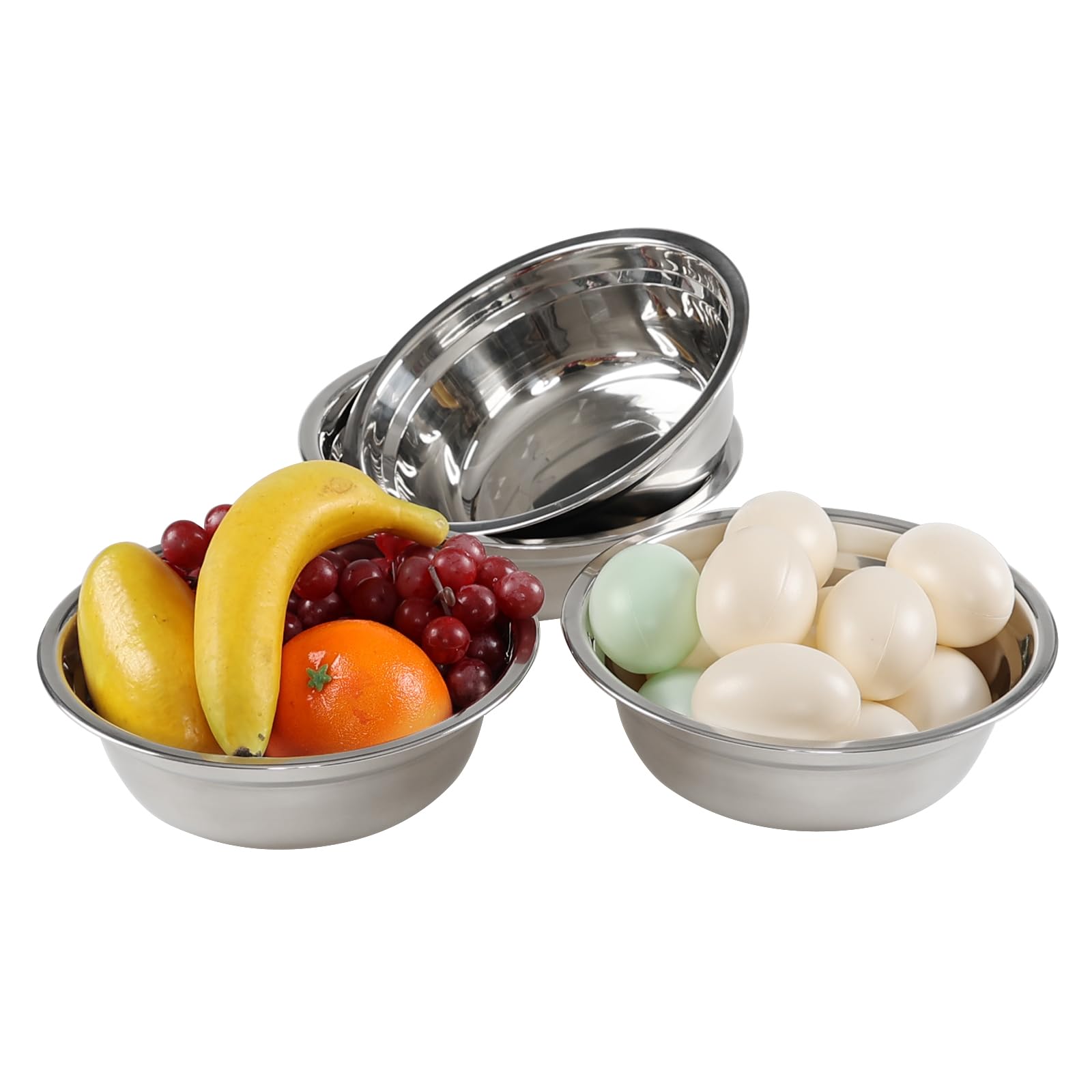 Minekkyes 4-Pack Stainless Steel Mixing Bowls, Metal Nesting Bowls