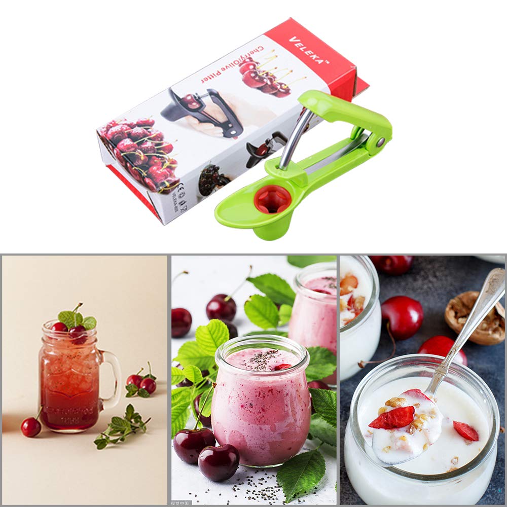 Cherry Pitter Olive Pitter Tool Core Stone Removal Green - Simple & Durable Heavy Duty Kitchen Gadget