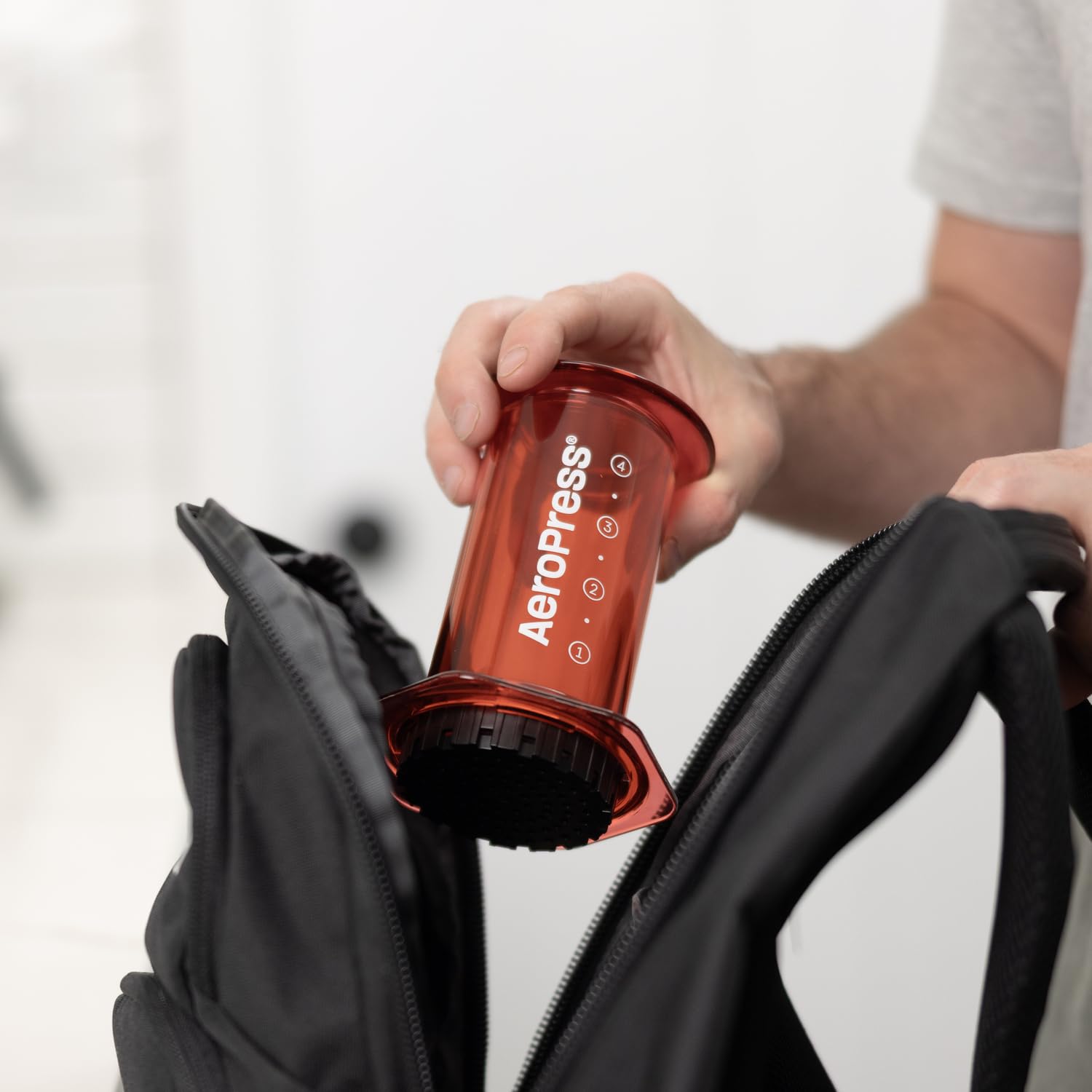 Aeropress Clear Red Coffee Press - 3 In 1 Brew Method Combines French Press, Pourover, Espresso, Full Bodied Coffee Without Grit