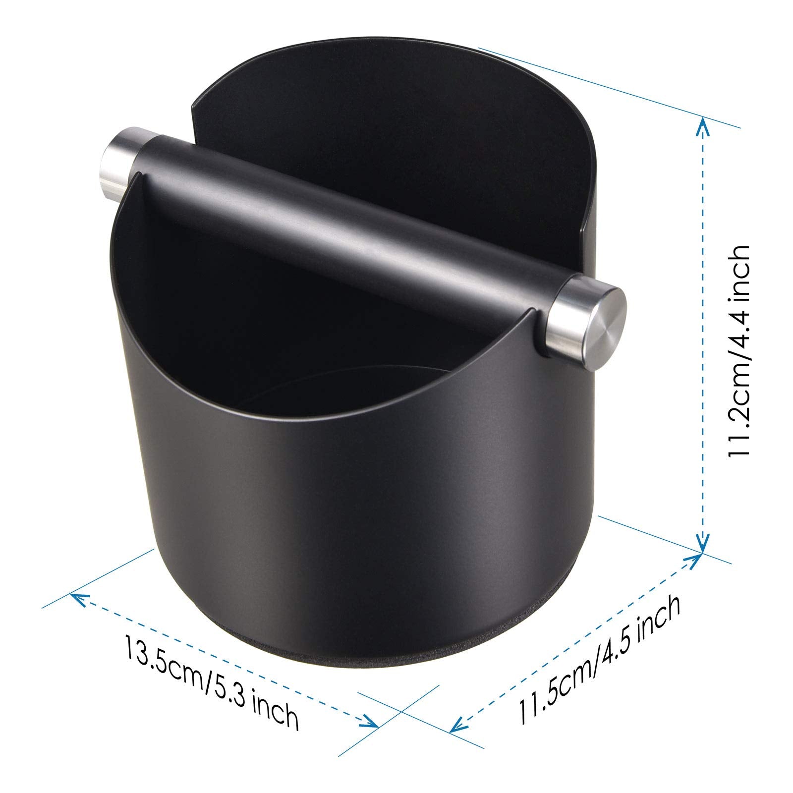 Coffee Knock Box, Santow Black Espresso Knock Box With Removable Knock Bar And Non-Slip Base - Dishwasher Safe, Stainless Steel