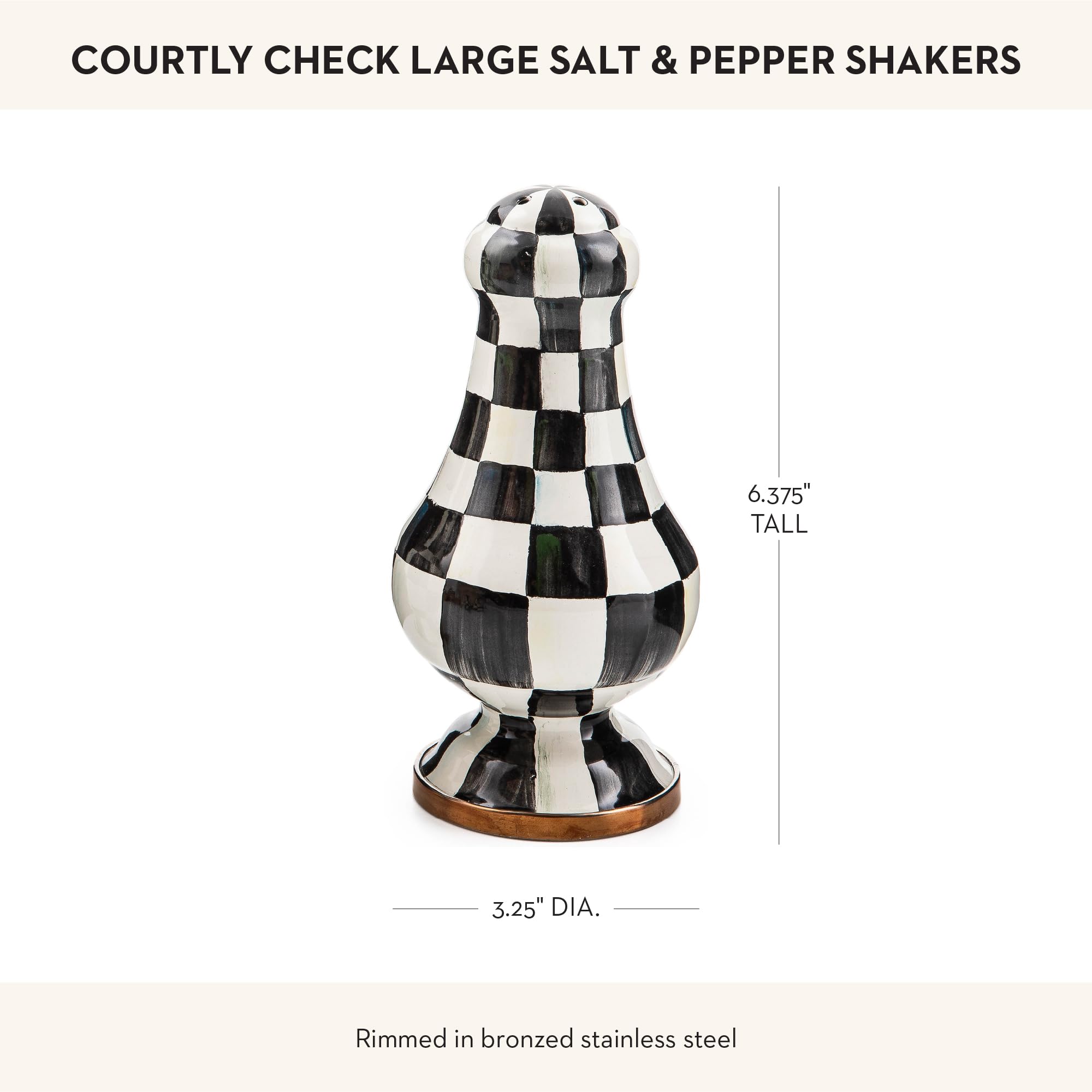 Mackenzie-Childs Courtly Check Enamel Large Salt & Pepper Shakers
