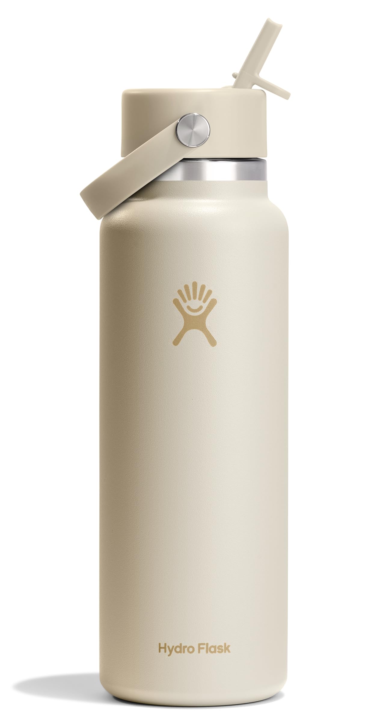 Hydro Flask Water Bottle - Insulated Stainless Steel - Wide Mouth Flex Straw Lid, Non Spill, Leakproof and Refillable in 40 Oz C
