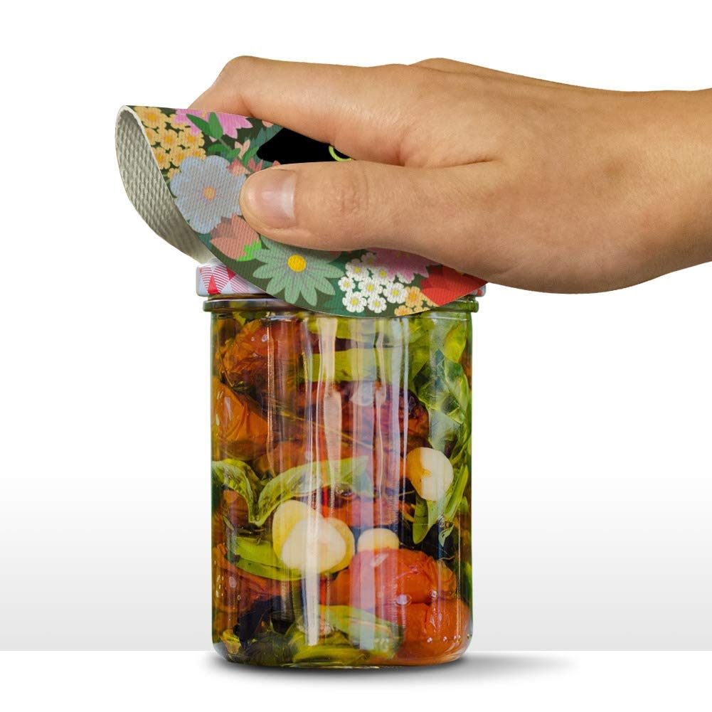 Black Cat Hiding In Spring Flowers Round Rubber Non-Slip Jar Gripper Lid Opener