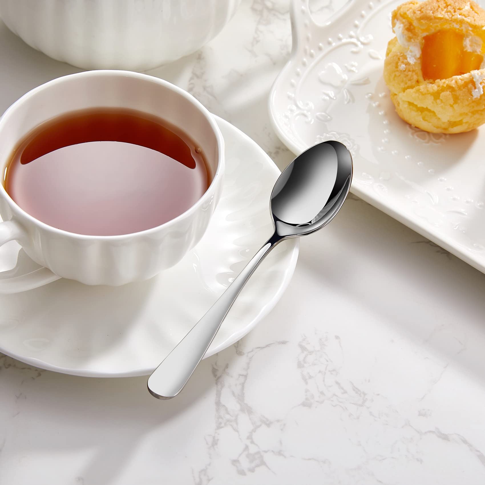 Keawell Premium Louise Spoons Set, Set Of 4, 18/10 Stainless Steel, Exceptional Mirror Finish, Dishwasher Safe (5.5'' Small Spoo