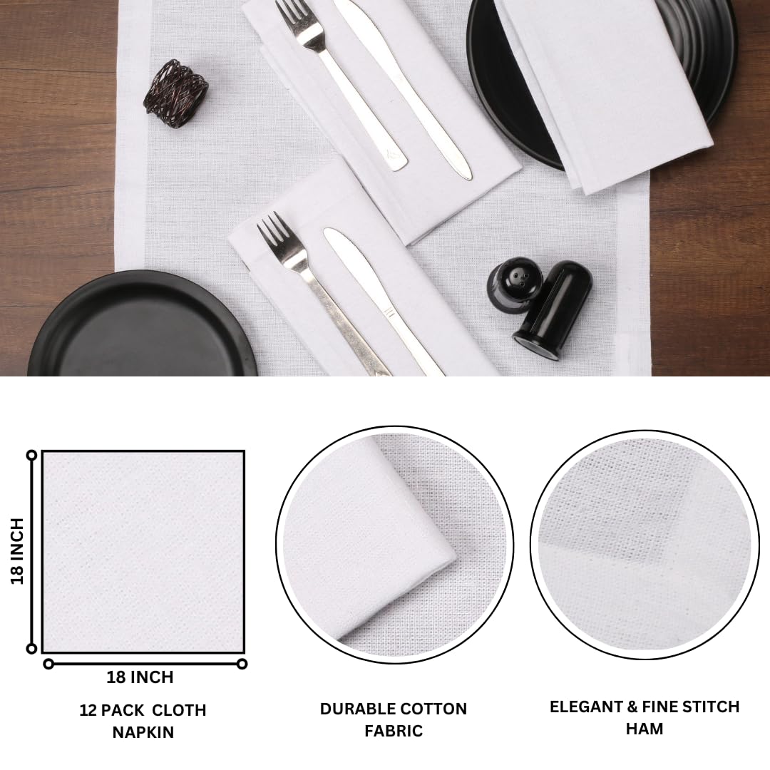Cotton Dinner Napkin 18x18 inch White Everyday Napkins  Cotton Napkins  Wedding Napkins  Cocktails Napkins  Tailored with Mitered Corners & Generous Hem  Easy Care