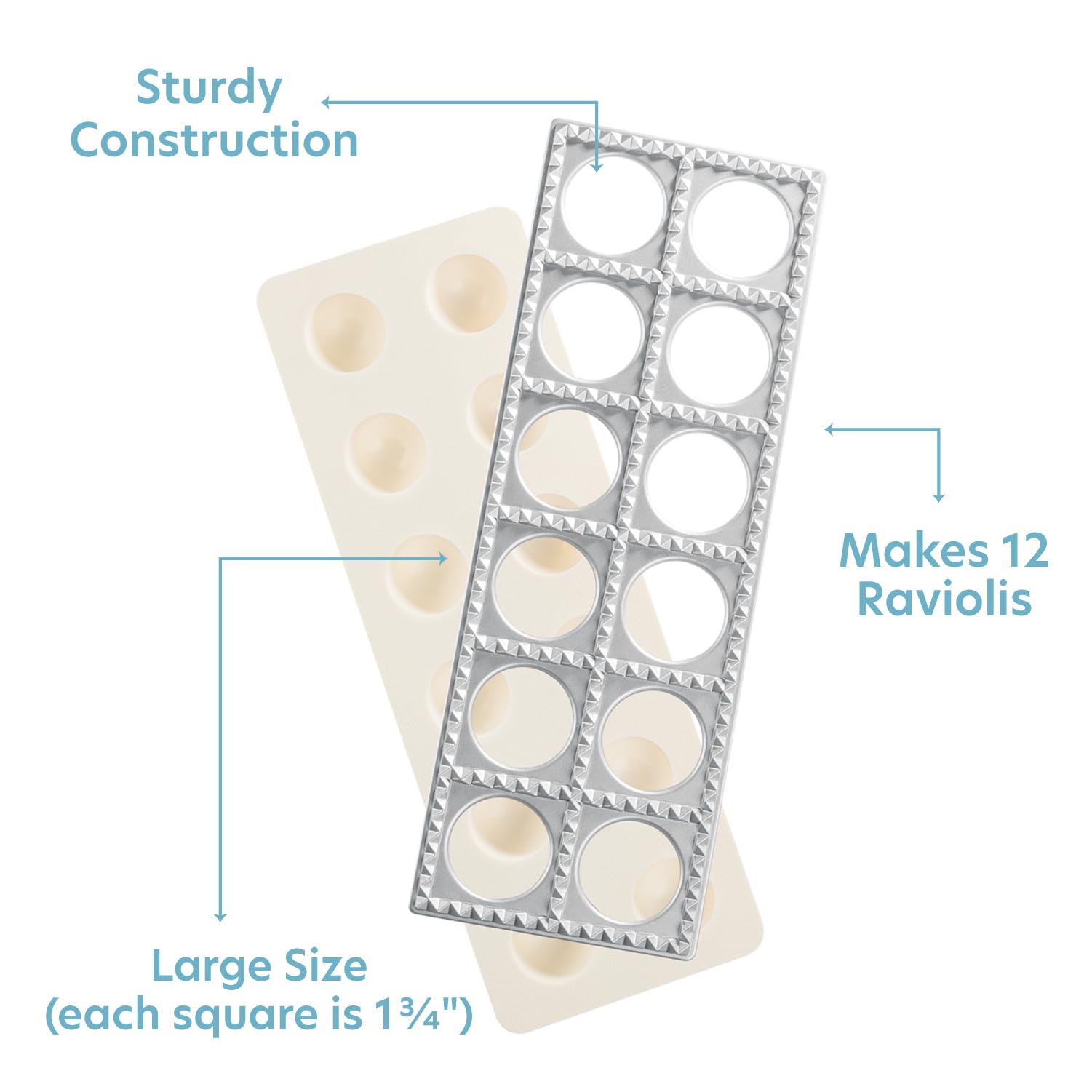 Ravioli Maker By Cucina Pro - Includes Tray And Press Tool - Makes 12 Italian, Authentic Raviolis At A Time, Xl 1 34 Inch Square