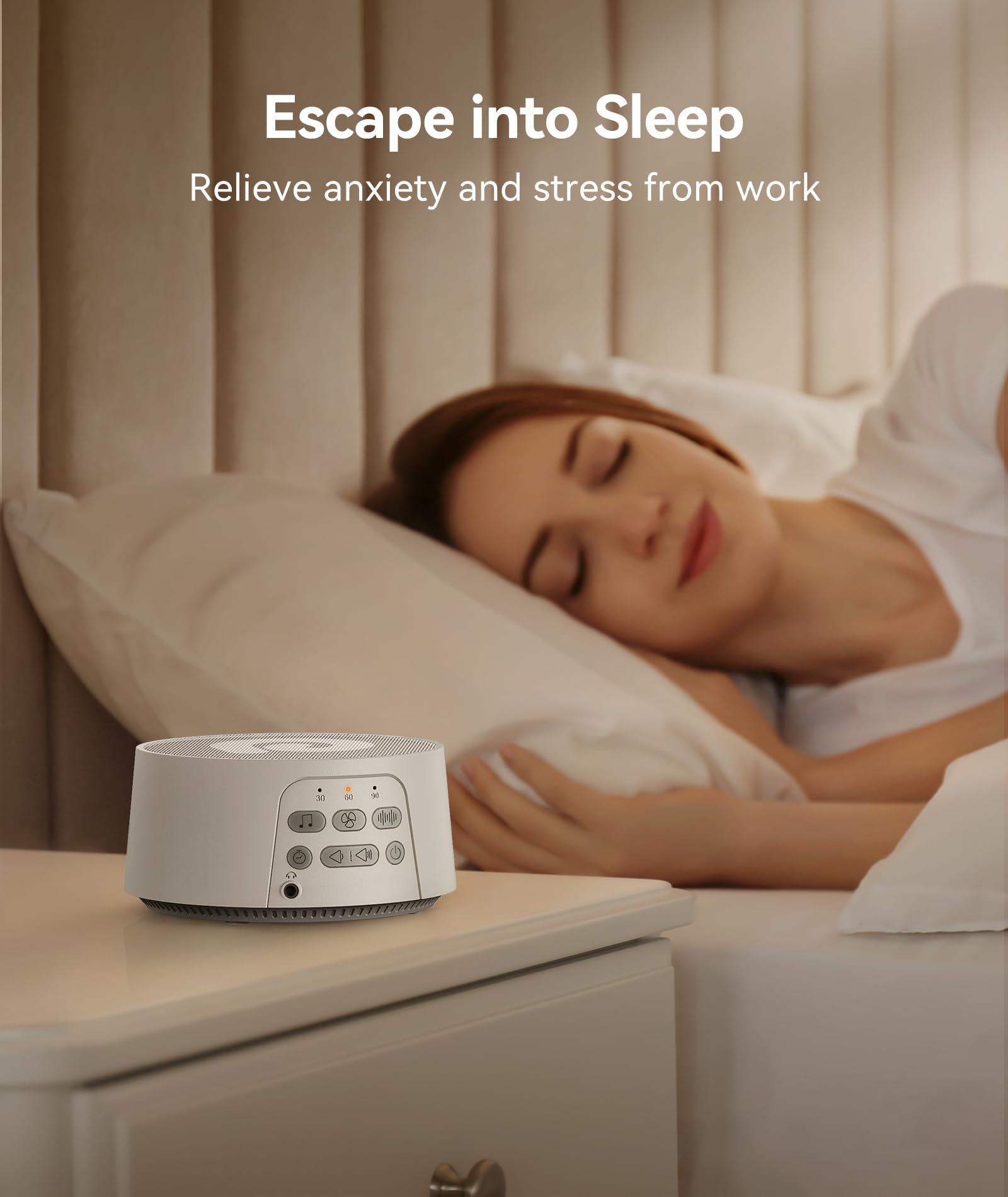 Dreamegg D3 Pro White Noise Sound Machine, 29 HiFi Sounds, Portable for Adults & Babies, Battery/Adapter, White