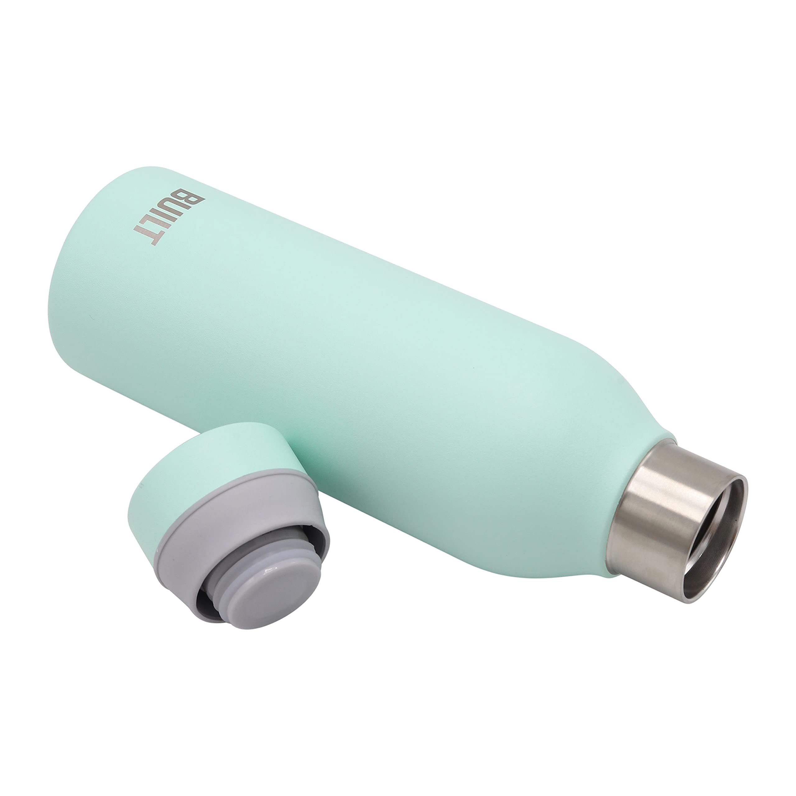 Built Cascade 18oz Double Wall Vacuum Insulated Stainless Steel Bottle, Mint Color, Comfort Grip & Twist Lid