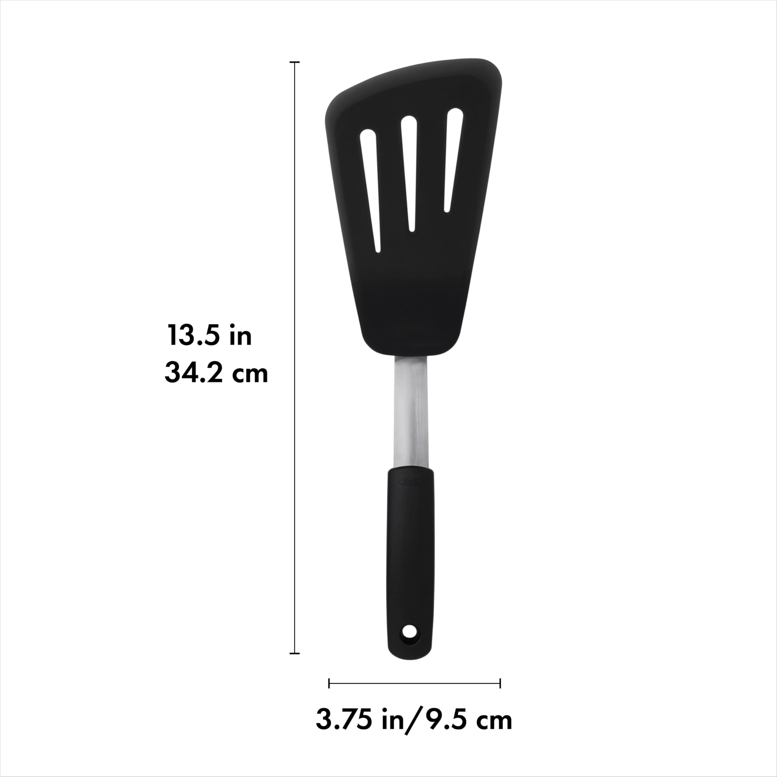 OXO Good Grips Silicone Flexible Omelet Turner, Black, Stainless Steel, One Size, Model 1071532V5