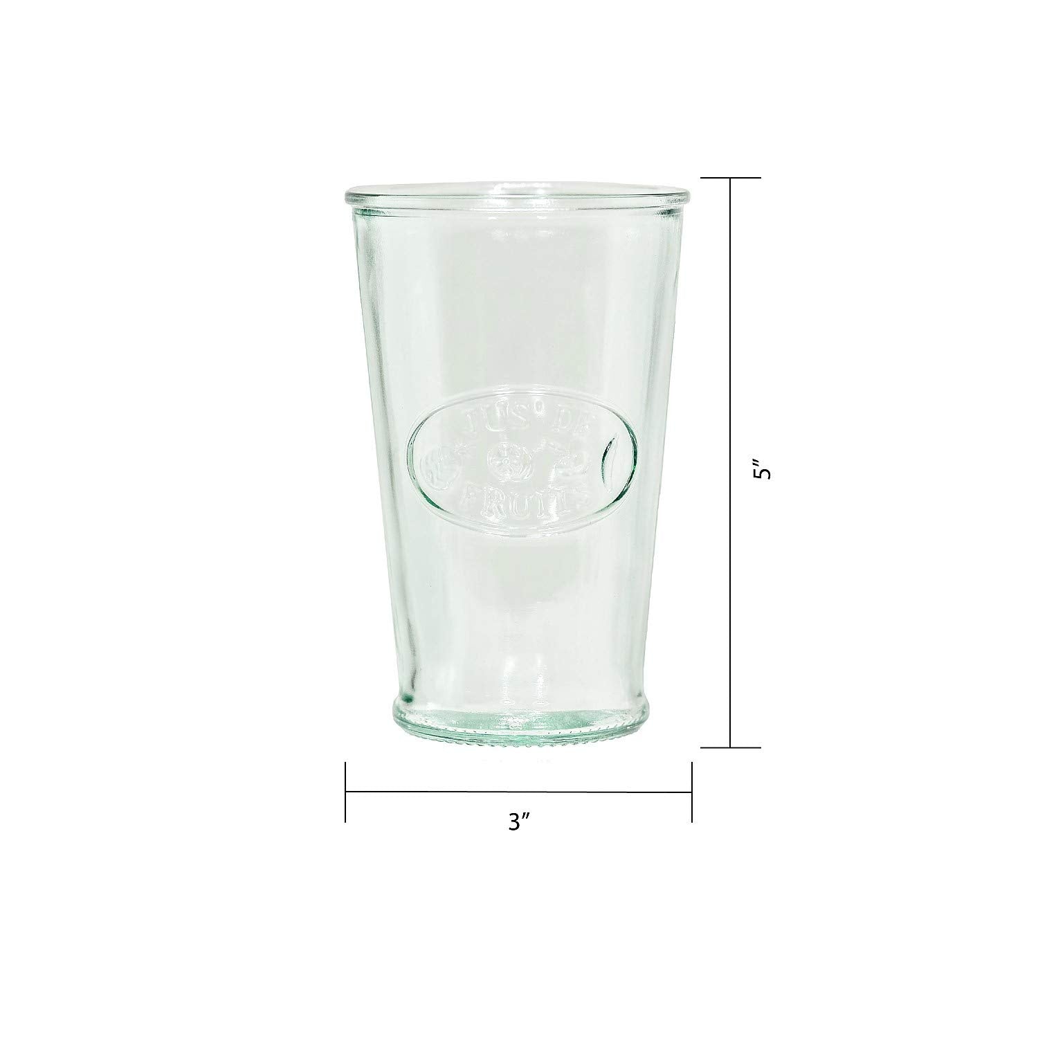 Amici Home Jus De Fruits Glass | 11 Oz | Italian Made, Clear Recycled Glass With Green Tint | Cute Glass With Embossed Design Fo