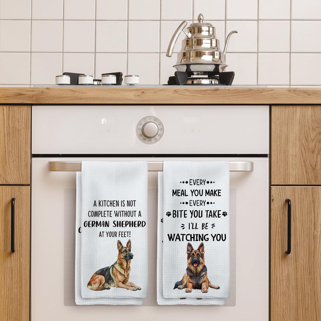 Tzhim German Shepherd Gifts Kitchen Towels Set Of 2, German Shepherd Gifts For Women Dish Towels Tea Towels For Kitchen, German