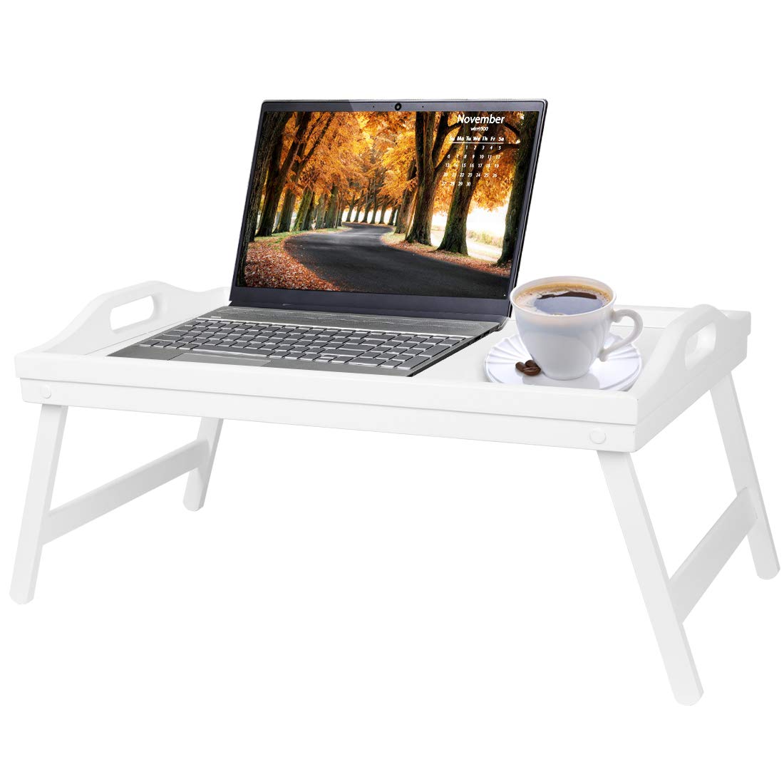 Breakfast Tray Table With Folding Legs Serving Tray Bamboo Dinner Trays For Platter Laptop Desk Bed Table Kitchen Serving Tray S