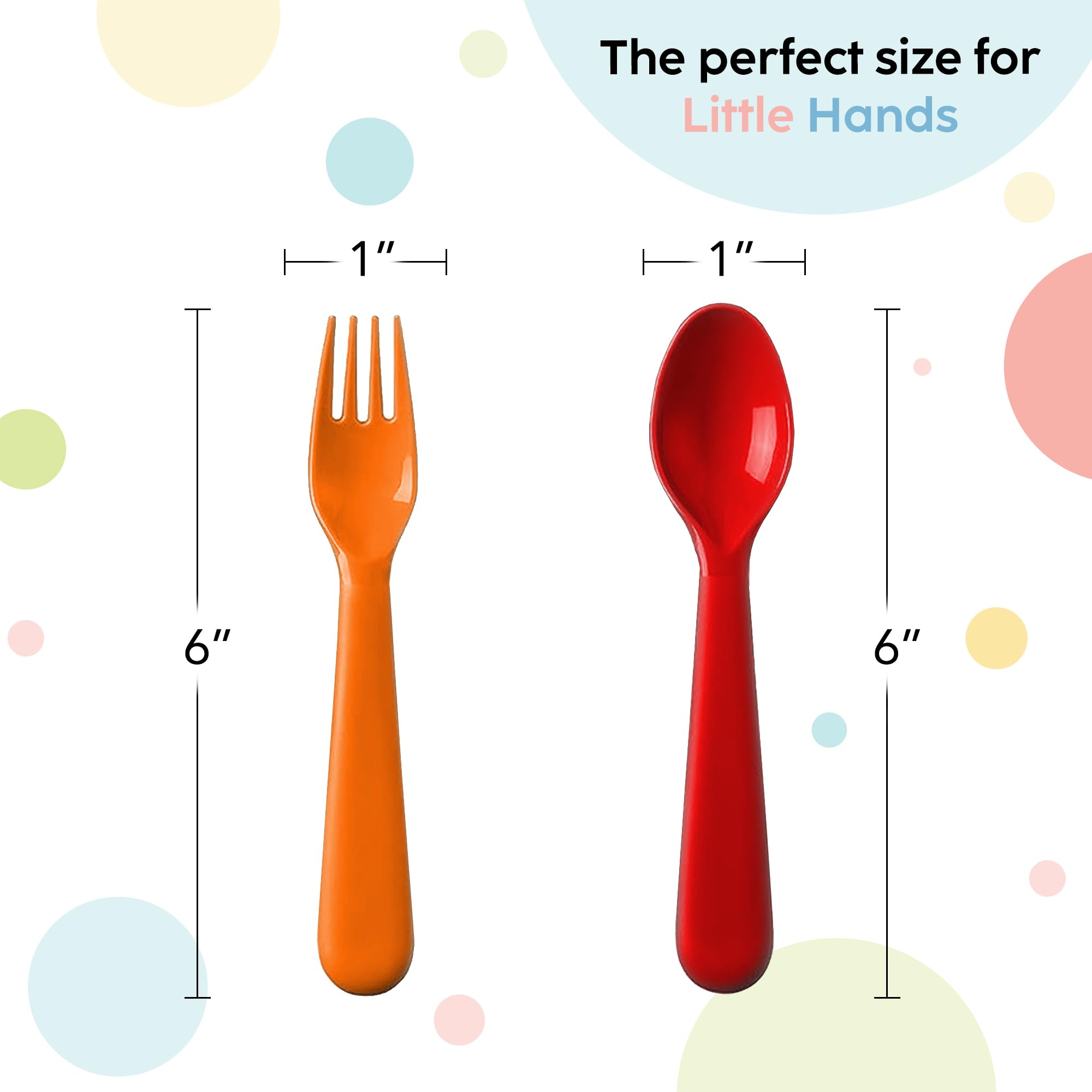 PLASKIDY Plastic Toddler Utensils Set of 12 Kids Utensils Forks and Spoons - BPA FREE/Dishwasher Safe Toddlers Silverware Set Br