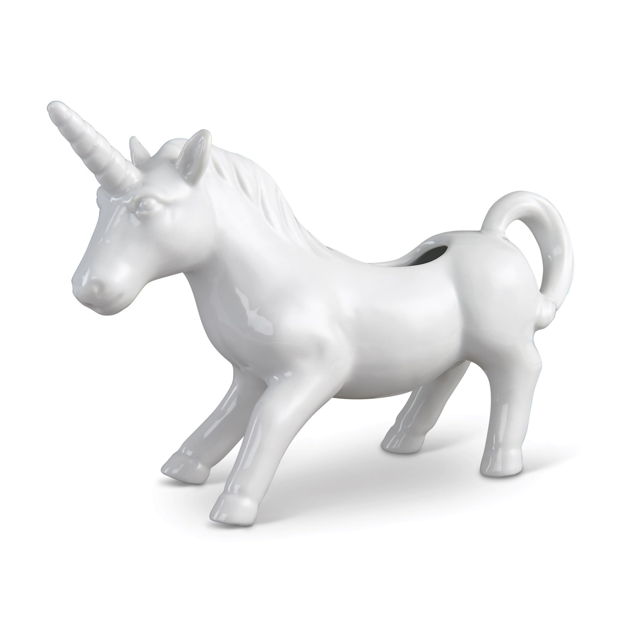 HIC Kitchen Unicorn Creamer With Handle, Fine Porcelain, 4-Ounce, For Serving Milk, Cream, Syrup, Dressings, And Sauces