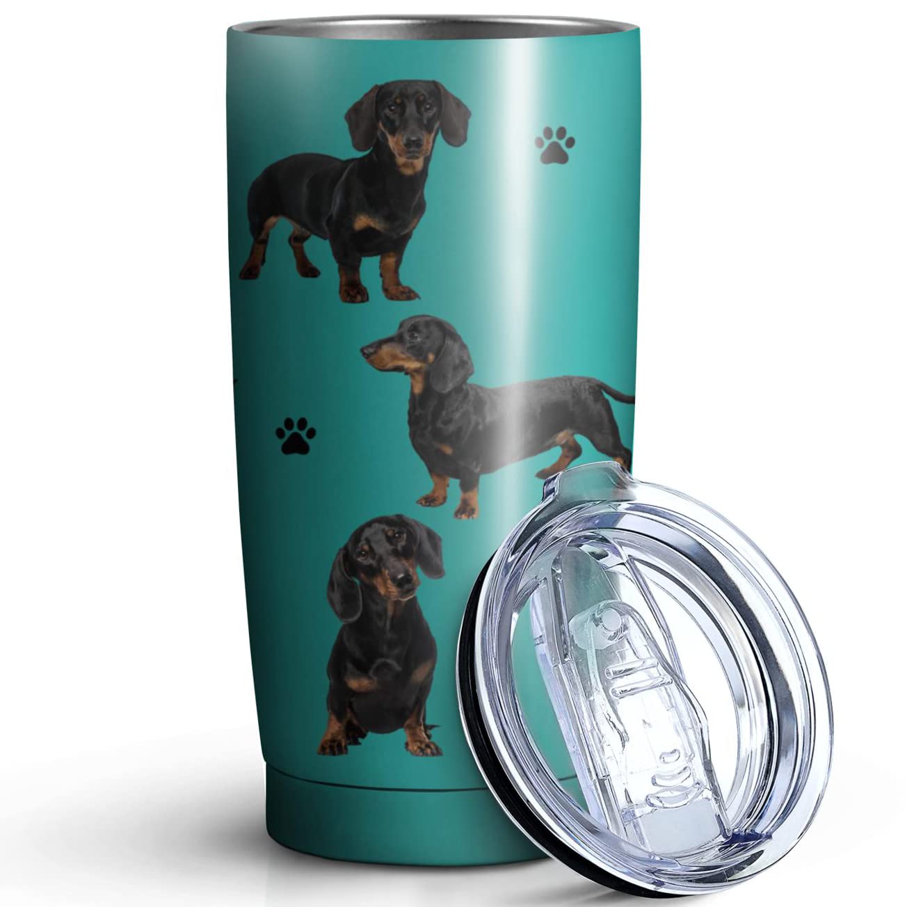 Subvise Dachshund Dog Tumbler Stainless Steel Insulated Travel Coffee Cups With Lid And Straw,Ideal Memorial Gift For Dog Dad/Mo