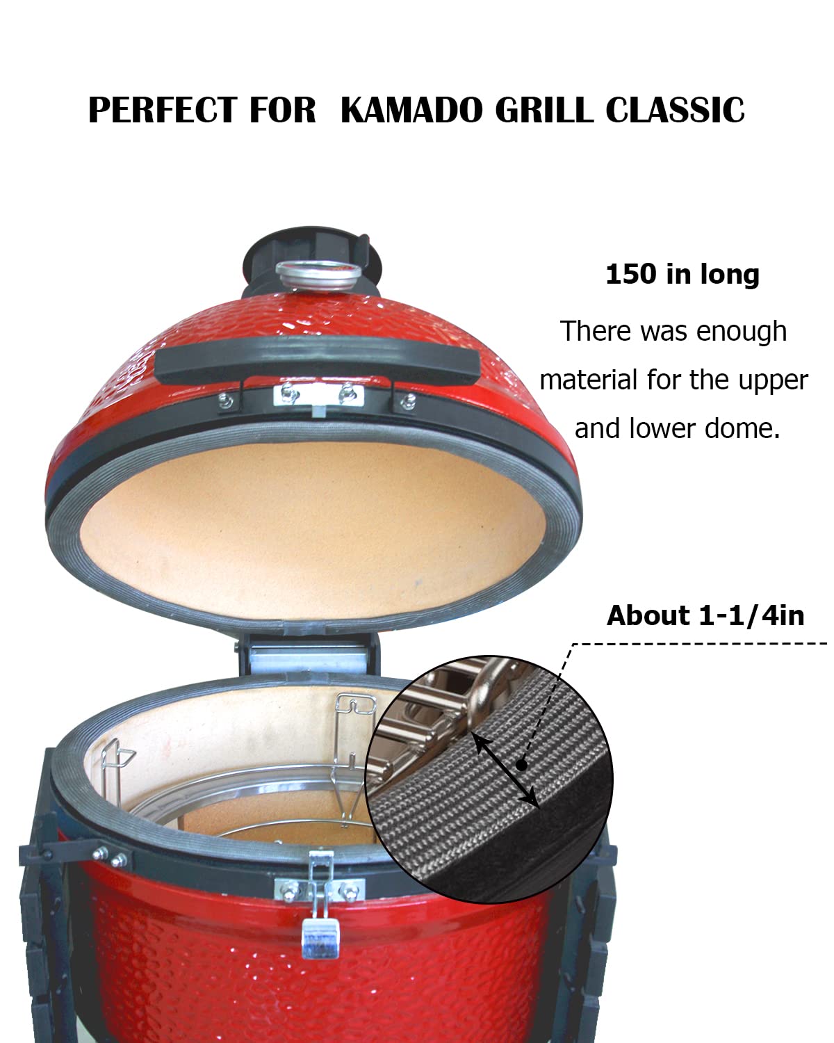 Kamaster Wire Mesh Gasket Kit Fit Kamado Grill Classic High Temp Fiberglass Gasket Replacement For Louisiana Grills Bbq Smoker G