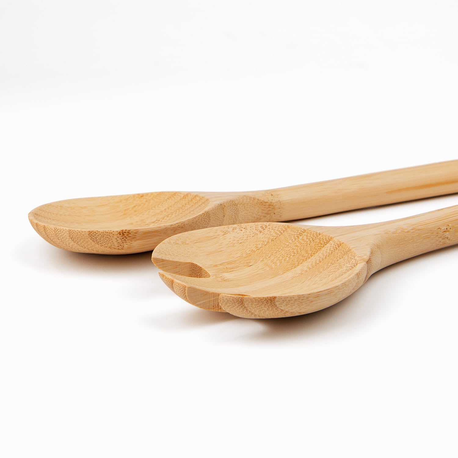 Naturoom Acacia Wood Salad Servers, 10-Inch Wooden Utensils For Cooking And Kitchen - Set Of 2