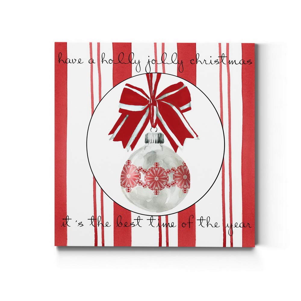 Renditions Gallery Red & White Ornament (1) Wall Art, Christmas & Winter Artwork, Candy Cane Stripes, Snowflake, Premium Gallery