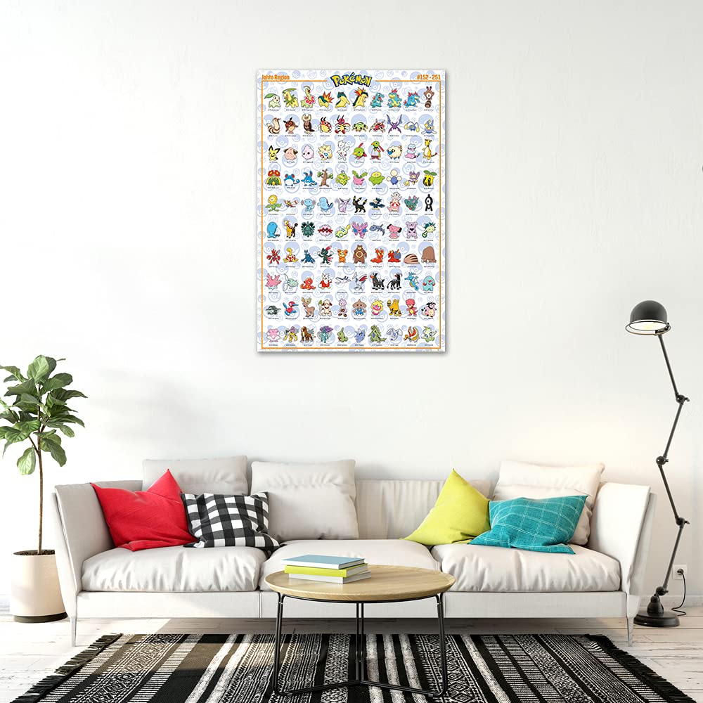 Pokemon - TV Show/Gaming Poster (100 Johto Region Pokemon) (Size: 24'' x 36'')