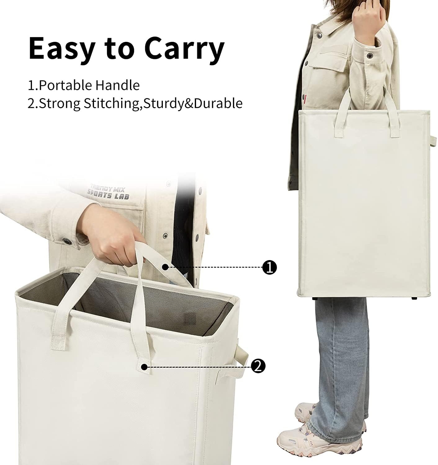 Zero Jet Lag Slim Laundry Hamper With Handles Collapsible Small Laundry Basket Thin Dirty Clothes Basket Narrow Laundry Bag Fold